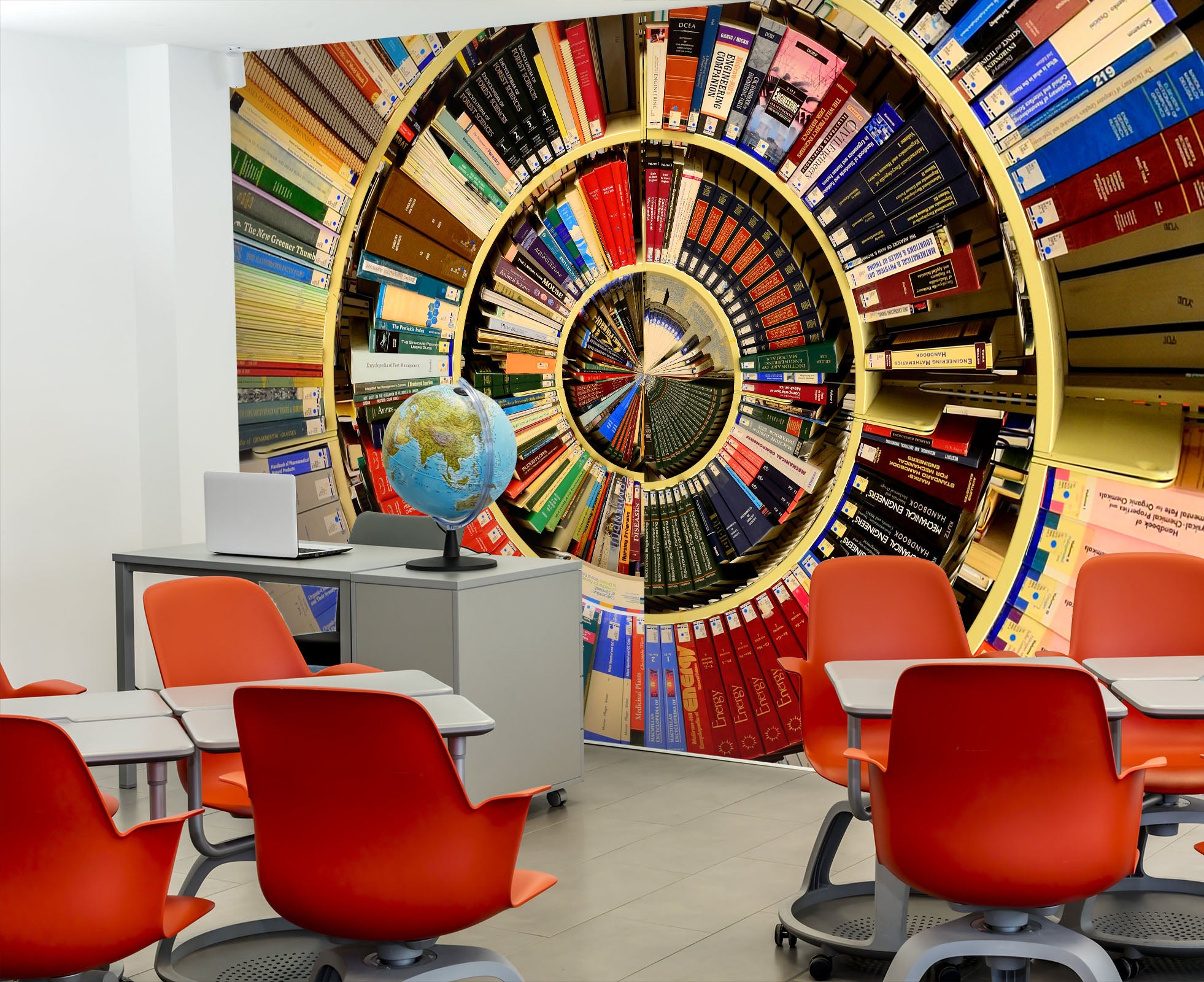 3D Round Bookshelf 162 Wall Murals