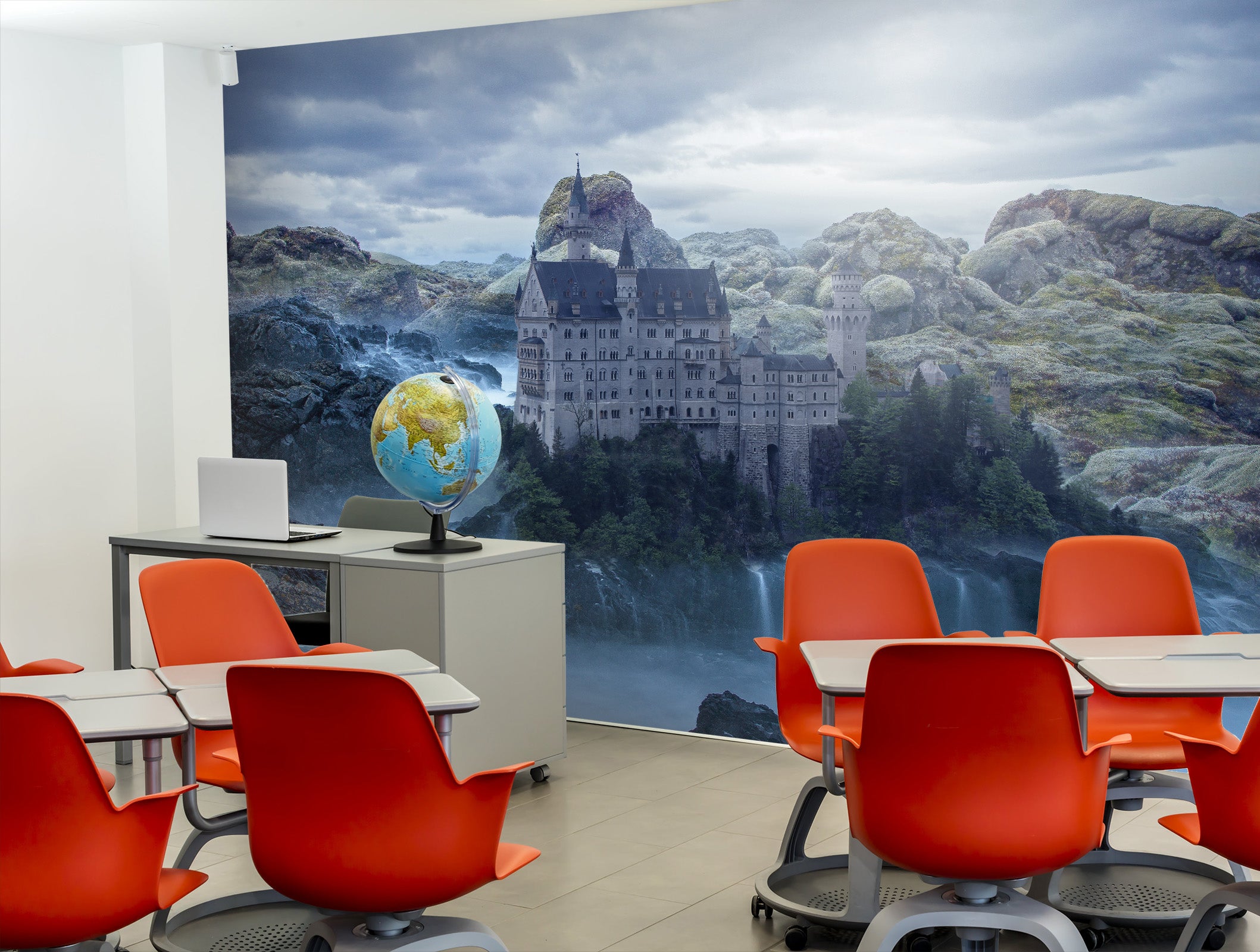 3D Castle River 153 Wall Murals