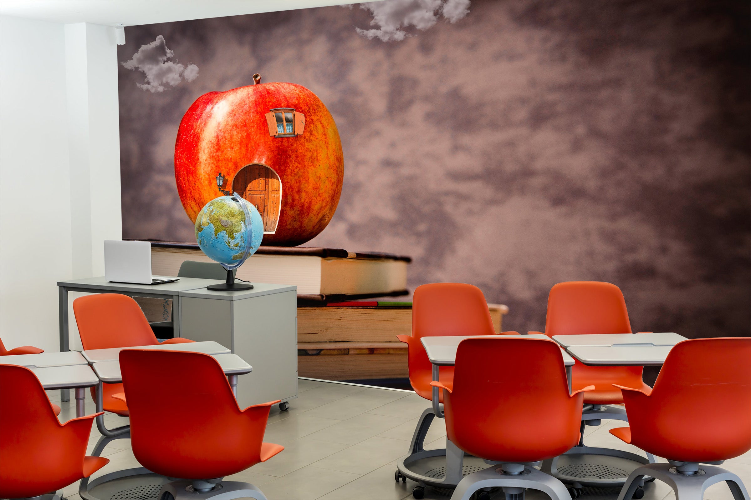 3D Book Apple 135 Wall Murals