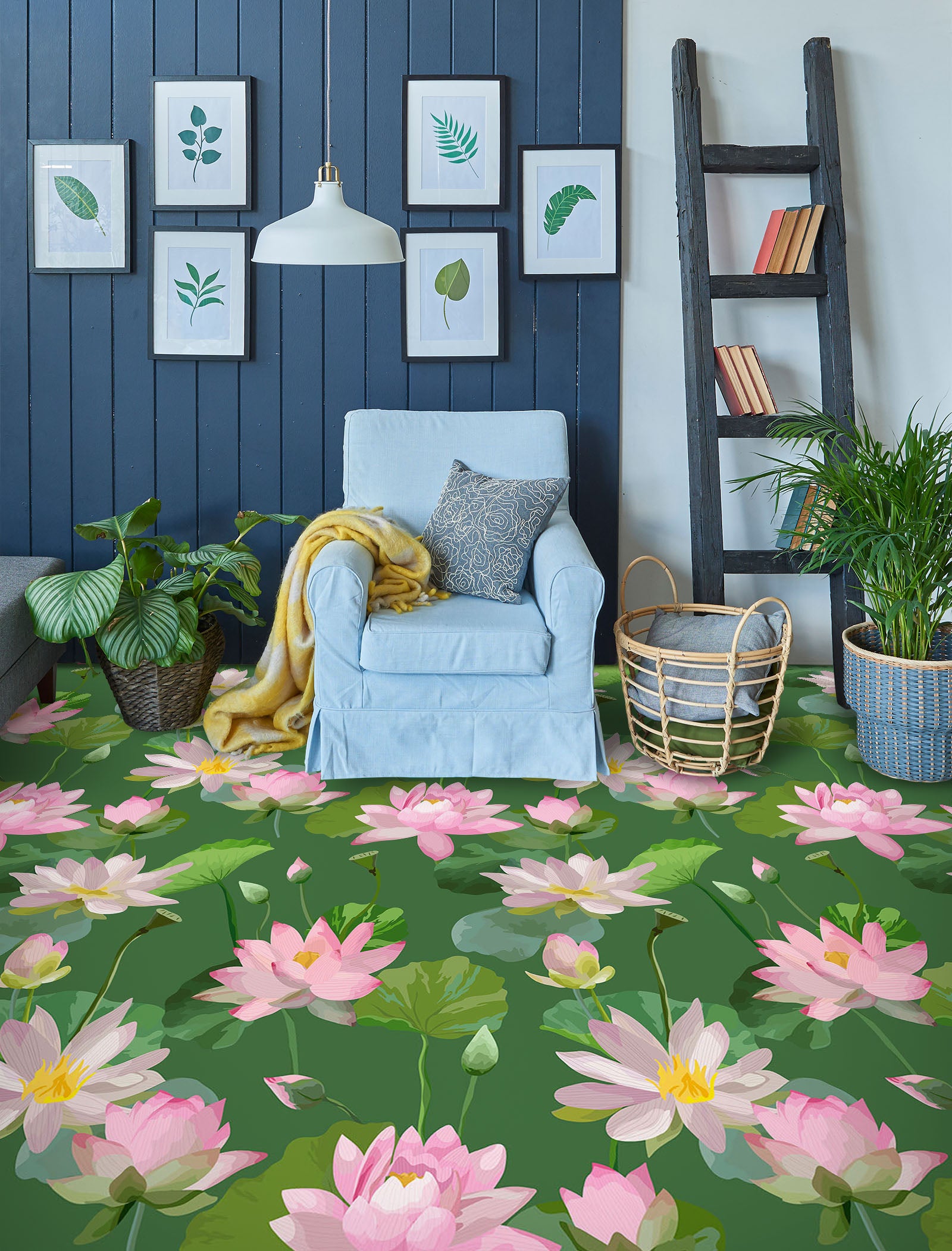 3D Pale Pink Lotus 1511 Floor Mural Wallpaper Murals Self-Adhesive Removable Print Epoxy