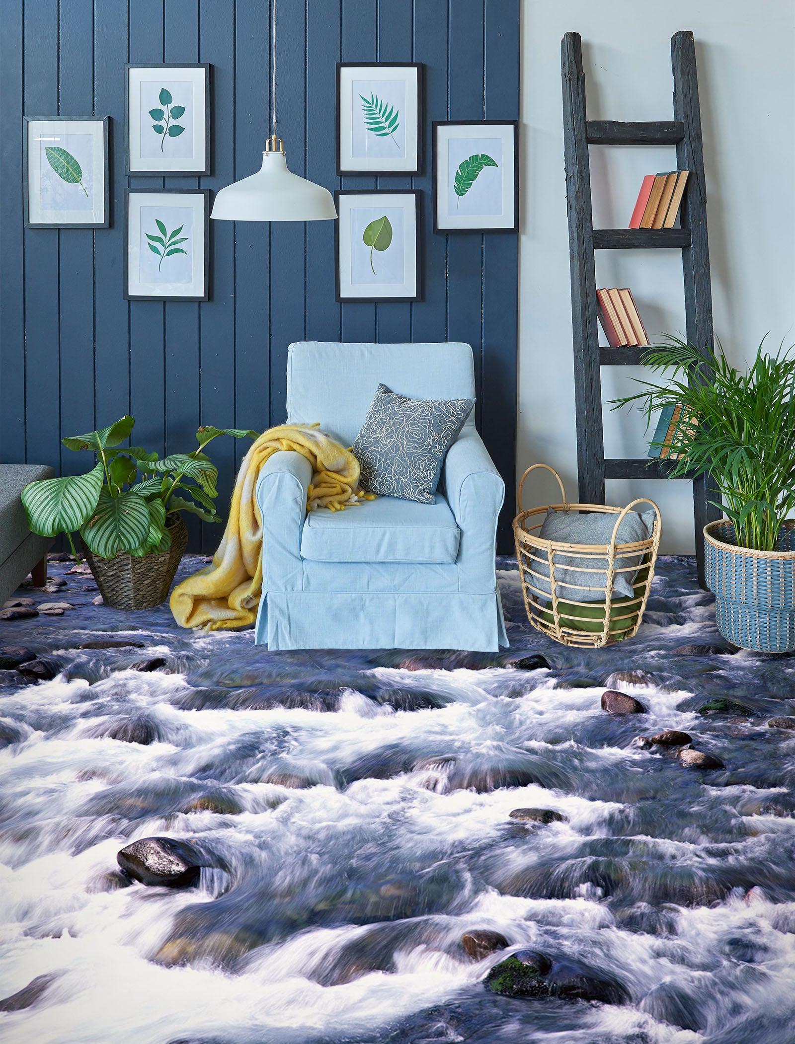 3D Light Purple Fierce Sea 1409 Floor Mural Wallpaper Murals Self-Adhesive Removable Print Epoxy