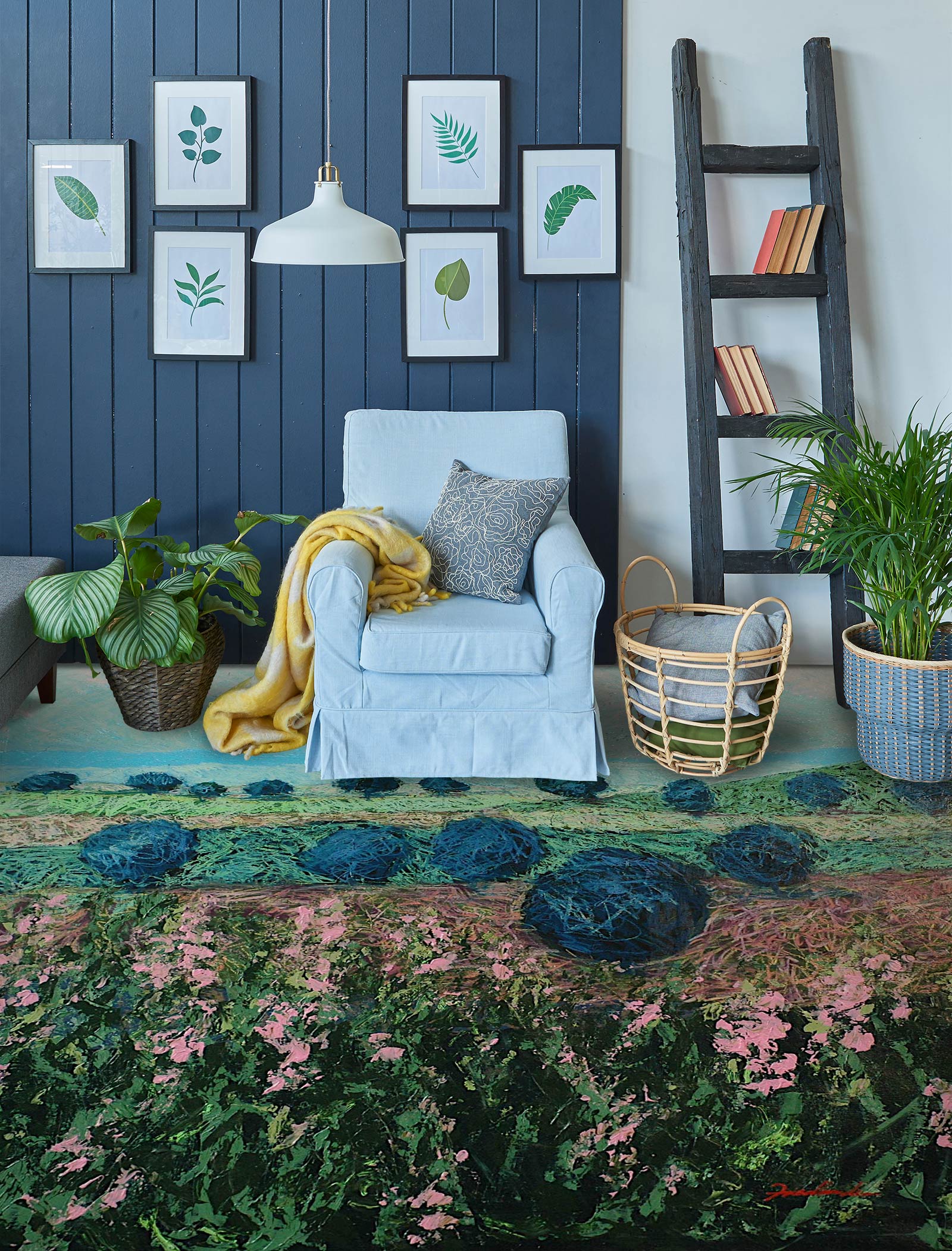 3D Pink Flower Bushes 9533 Allan P. Friedlander Floor Mural Wallpaper Murals Self-Adhesive Removable Print Epoxy