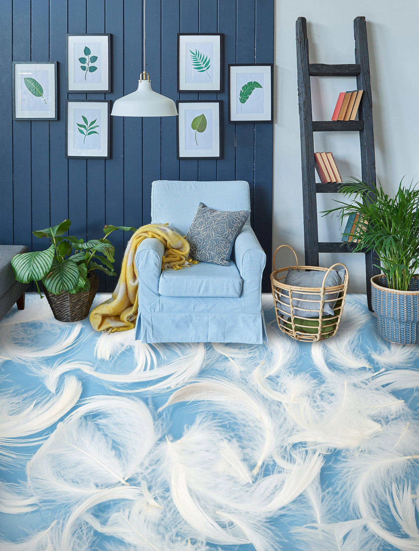 3D Gentle White Feathers 1393 Floor Mural Wallpaper Murals Self-Adhesive Removable Print Epoxy