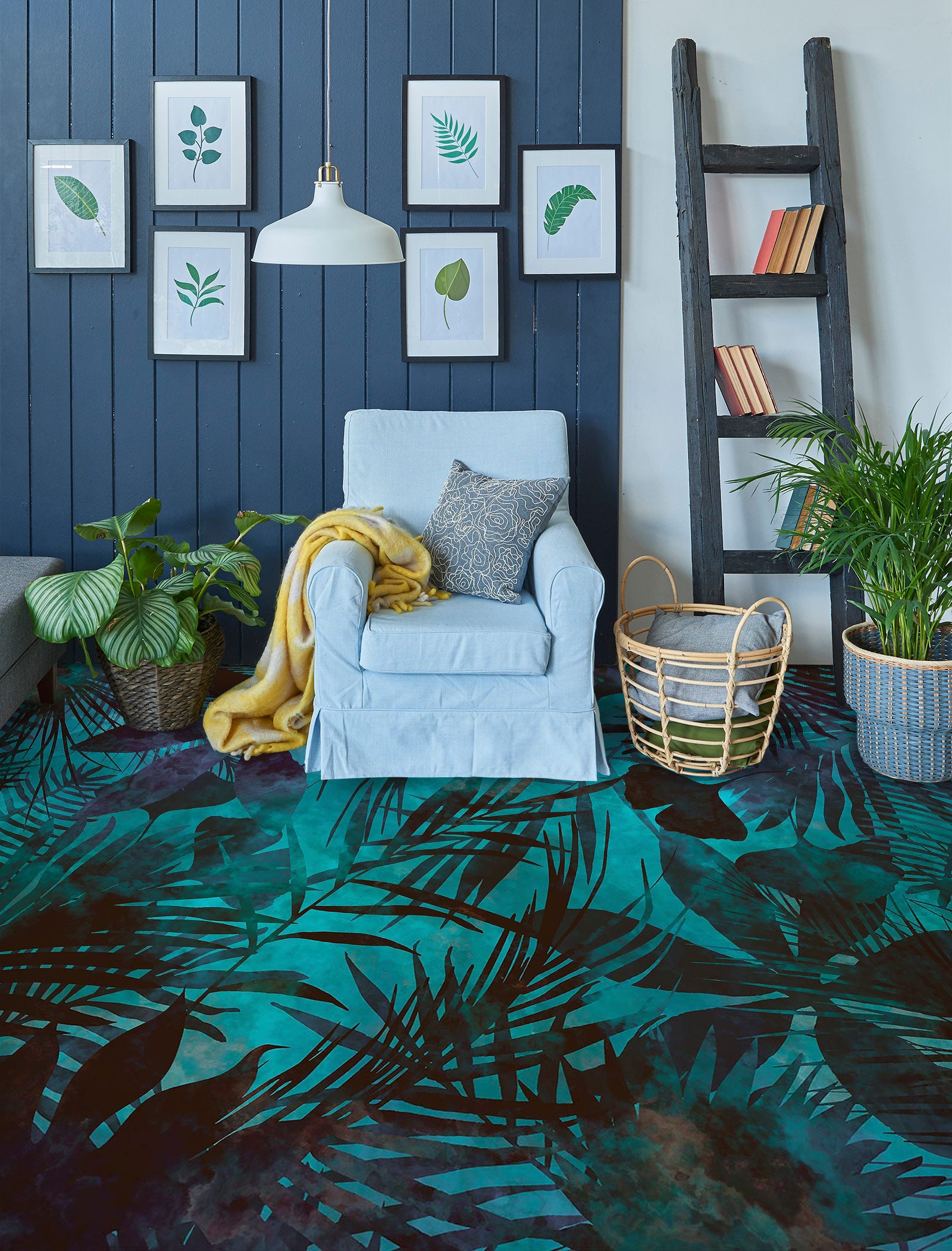 3D Dark Leaves Pattern 102116 Andrea Haase Floor Mural Wallpaper Murals Self-Adhesive Removable Print Epoxy