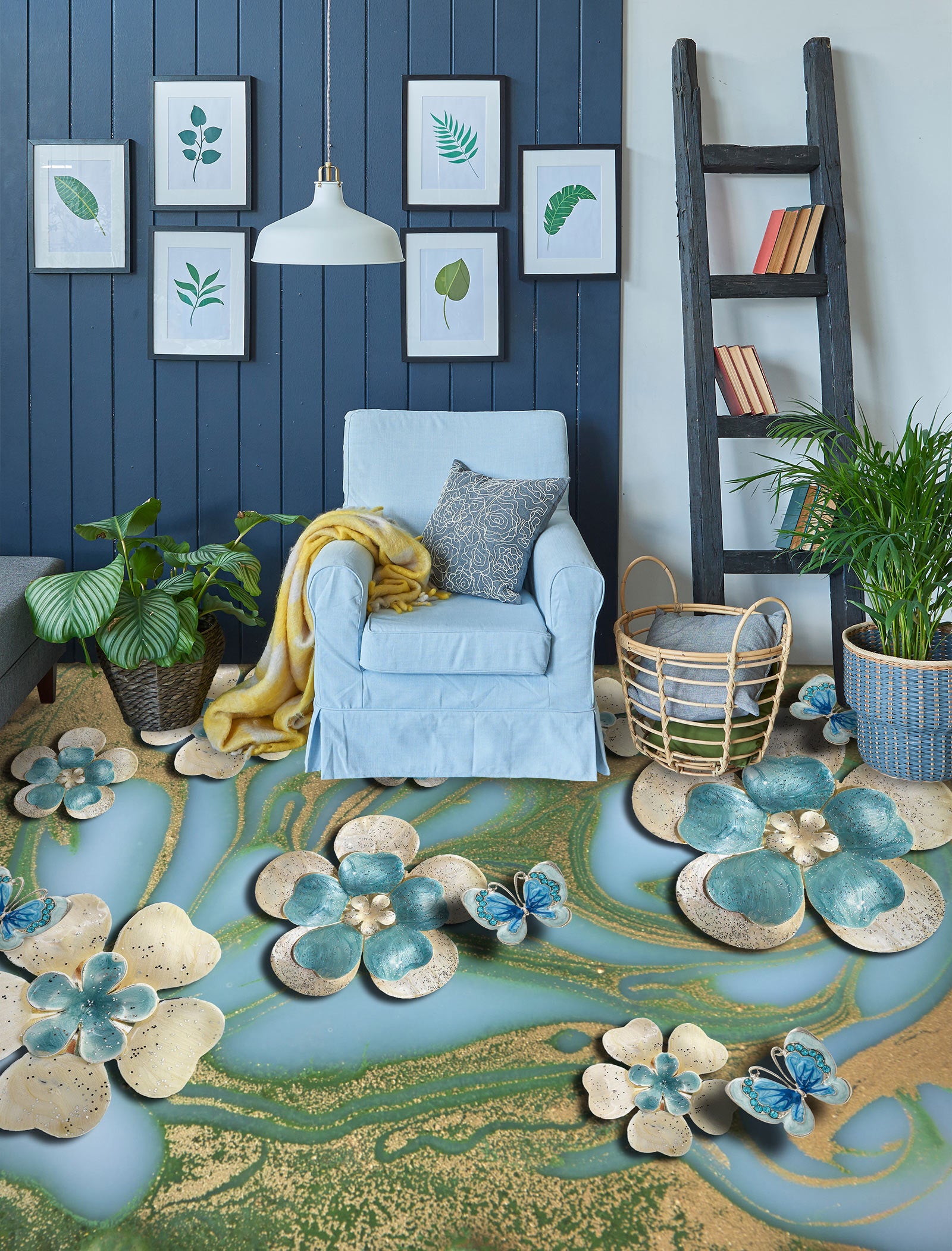 3D Everlasting Metal Flowers 420 Floor Mural Wallpaper Murals Rug & Mat Print Epoxy waterproof bath floor