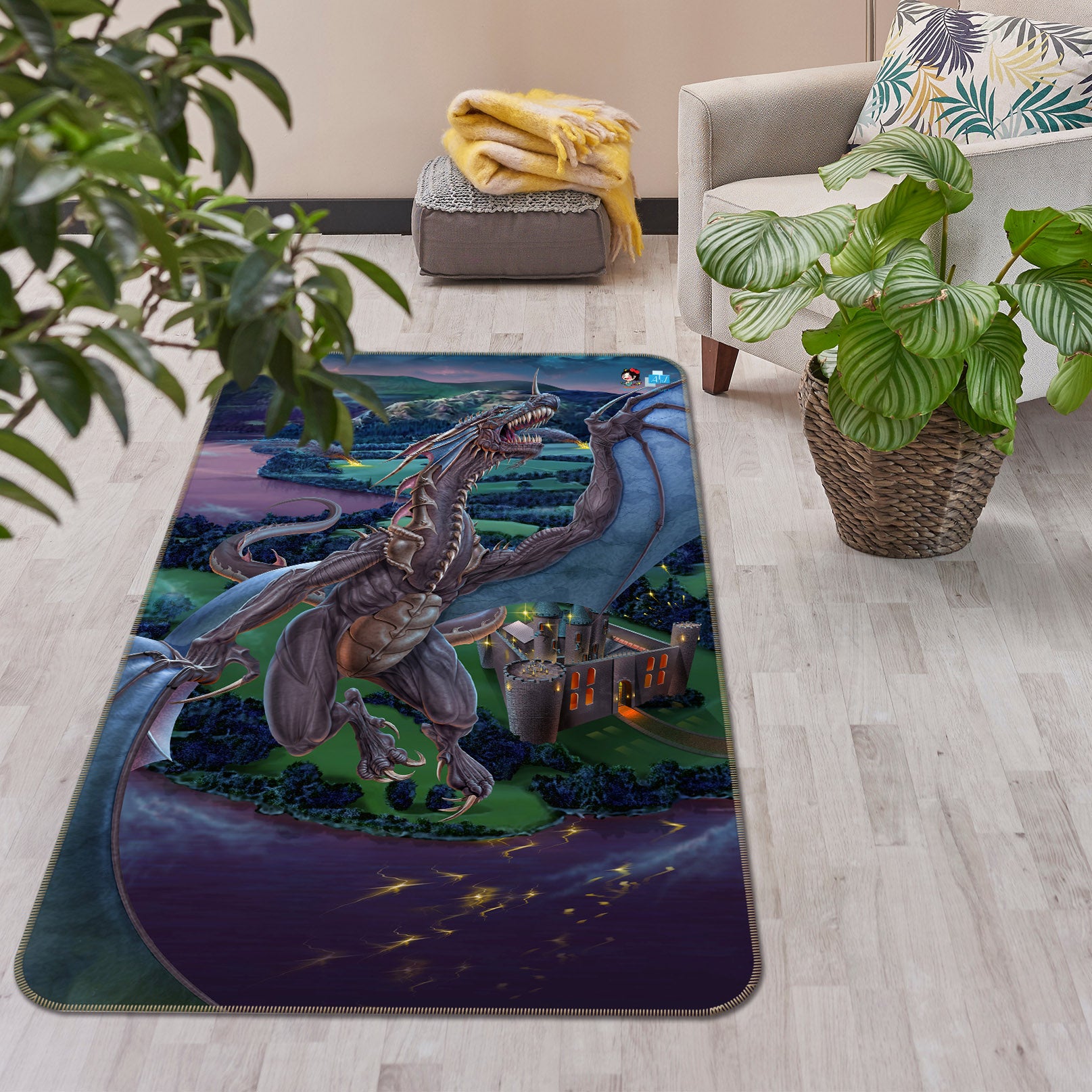 3D Wing Dragon 4135 Tom Wood Rug Non Slip Rug Mat