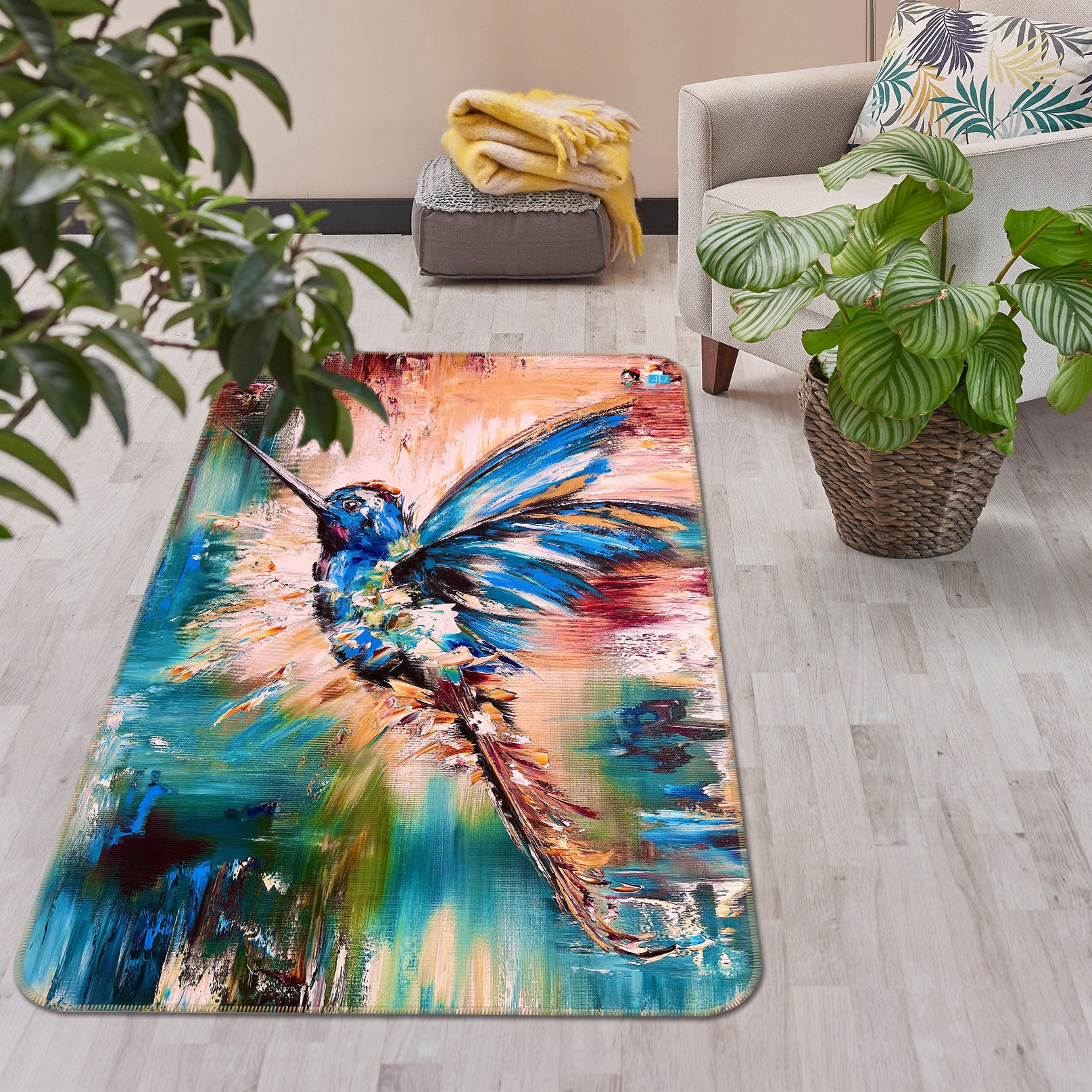 3D Painted Blue Bird 4117 Skromova Marina Rug Non Slip Rug Mat