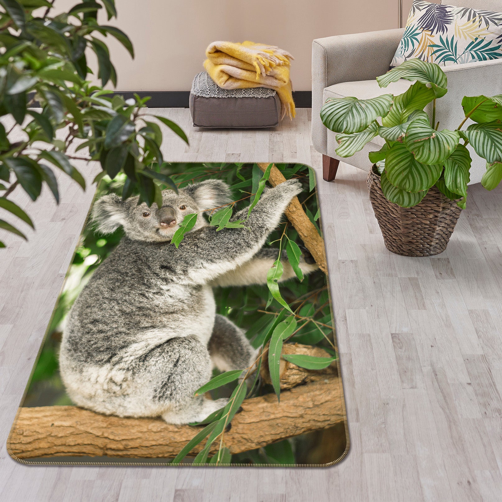 3D Koala Leaves 182 Animal Non Slip Rug Mat