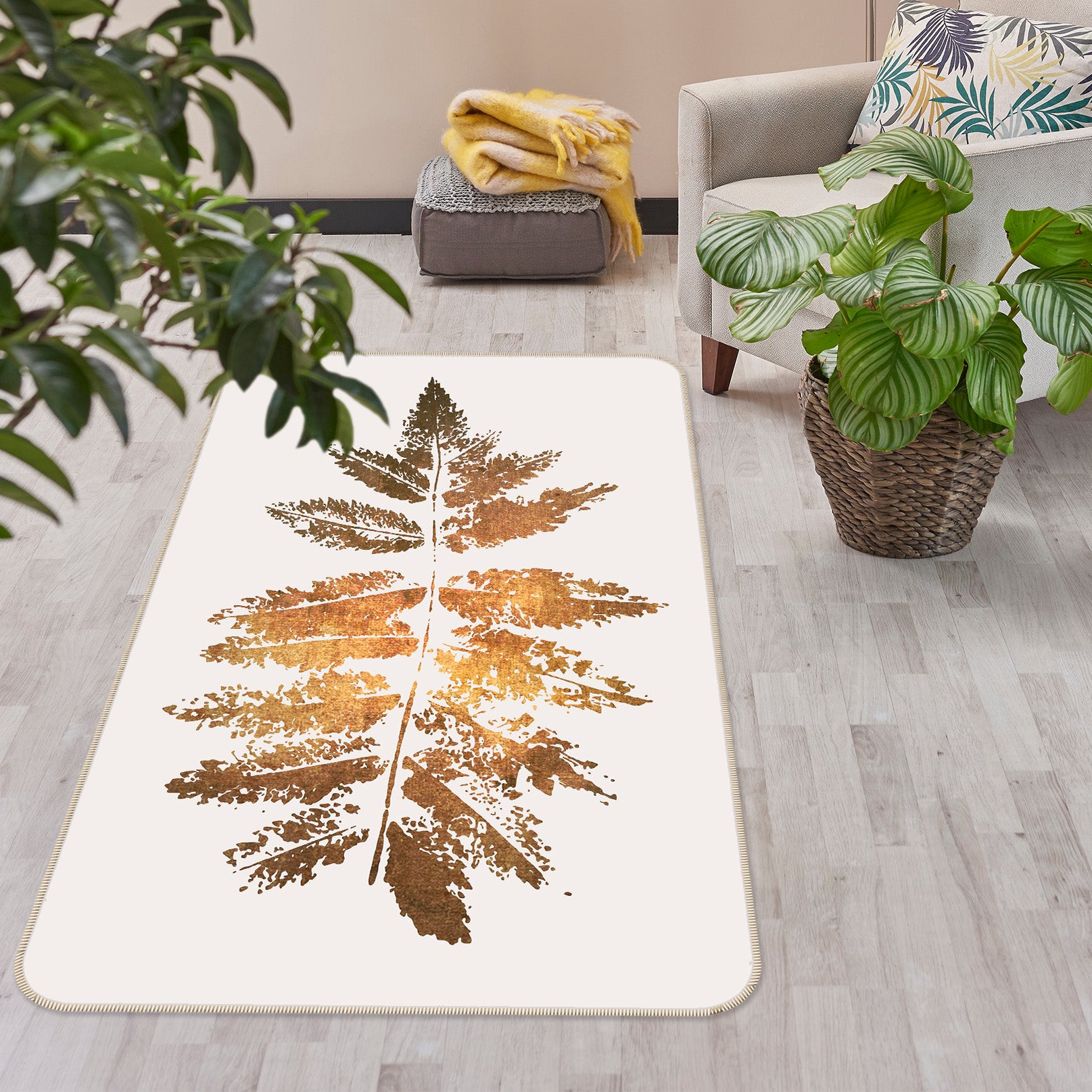 3D Leaf Pattern 1093 Boris Draschoff Rug Non Slip Rug Mat