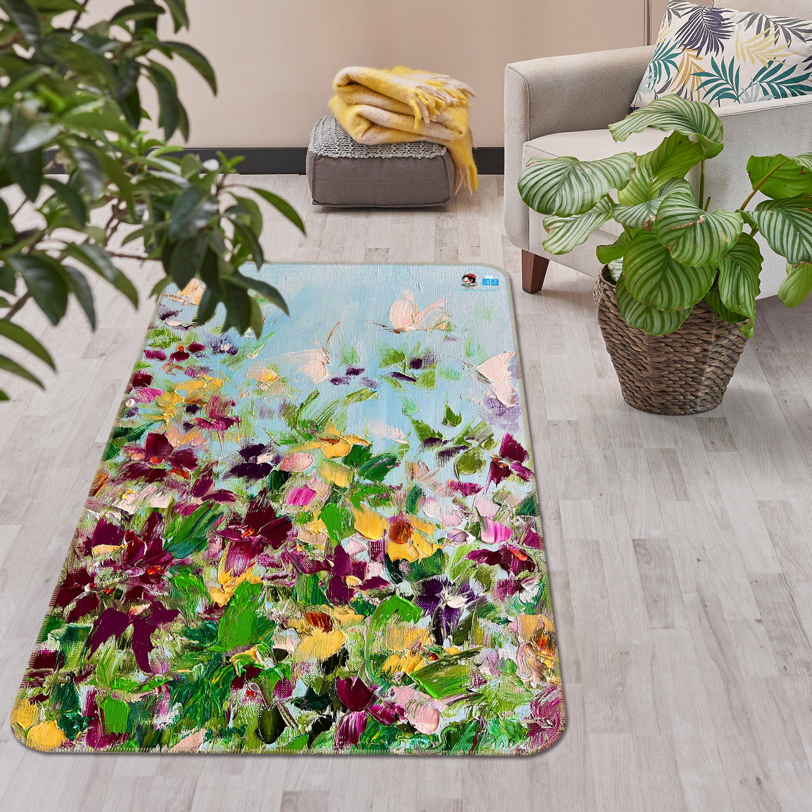 3D Butterfly Garden 1301 Skromova Marina Rug Non Slip Rug Mat