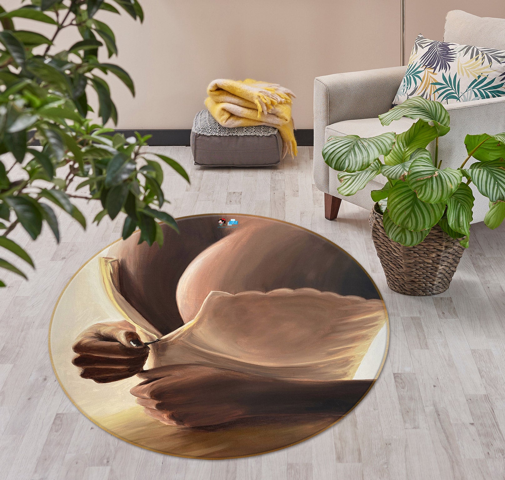 3D White Skirt 9731 Marina Zotova Rug Round Non Slip Rug Mat