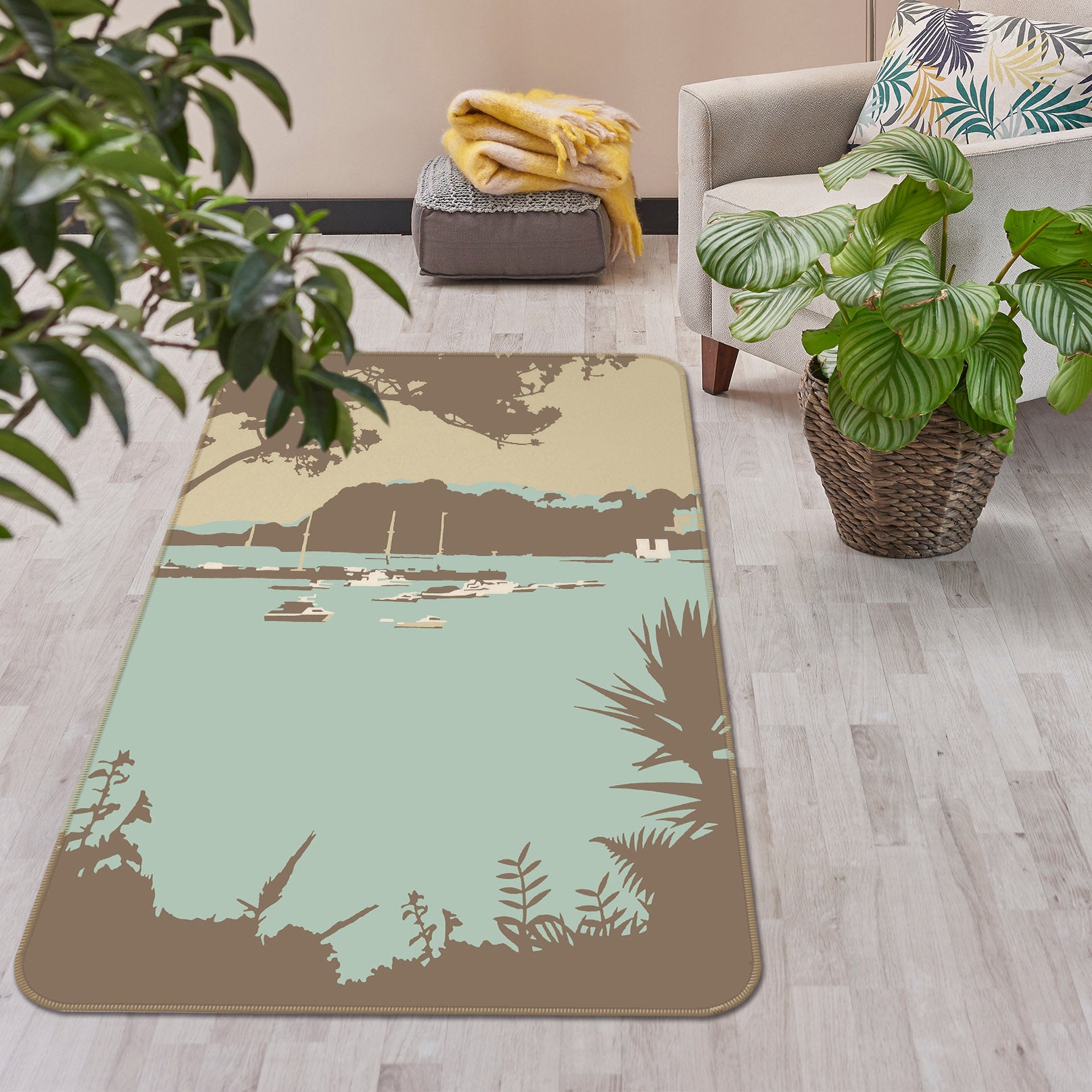 3D Sandbanks Brownsea Island 1138 Steve Read Rug Non Slip Rug Mat