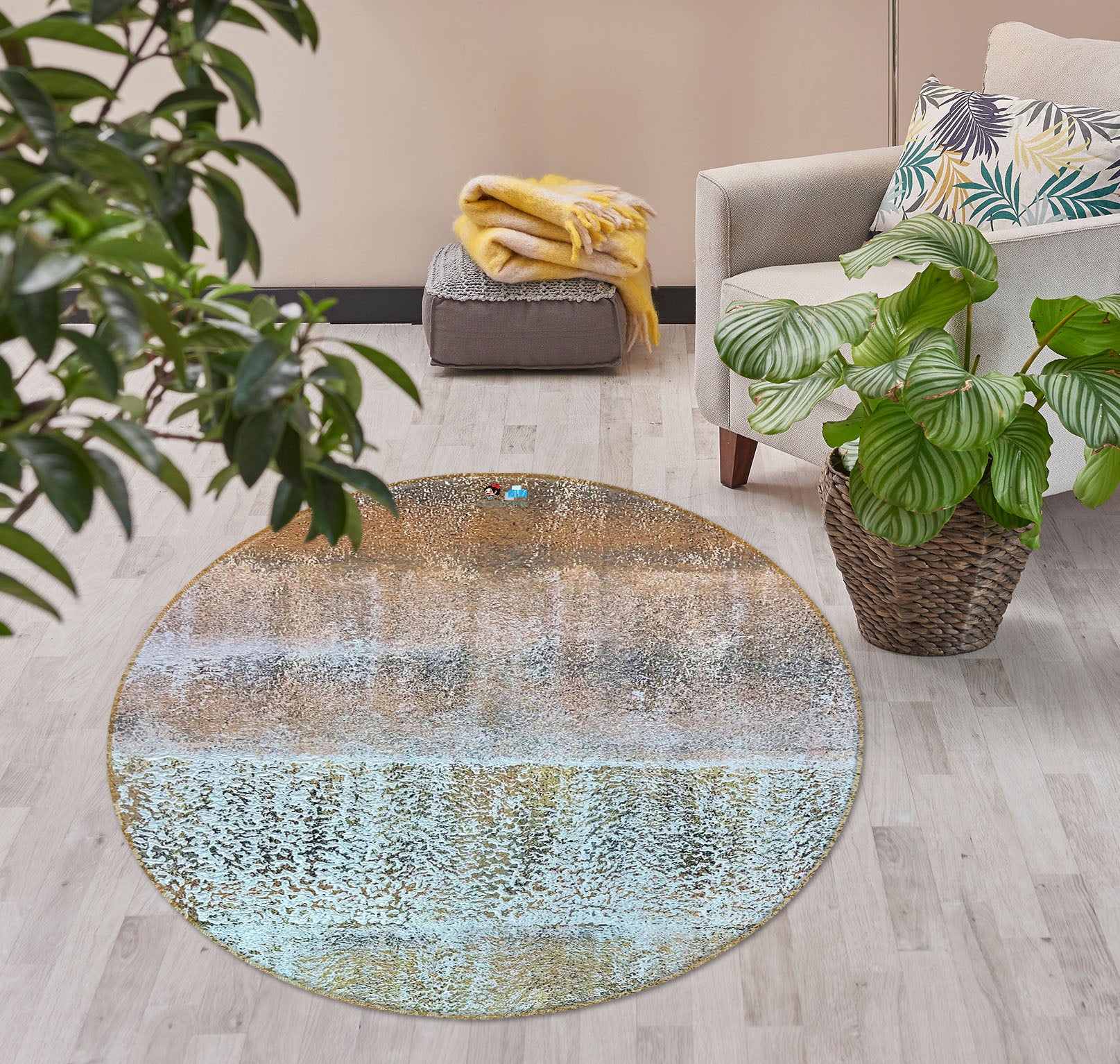 3D Retro Color 4051 Skromova Marina Rug Round Non Slip Rug Mat