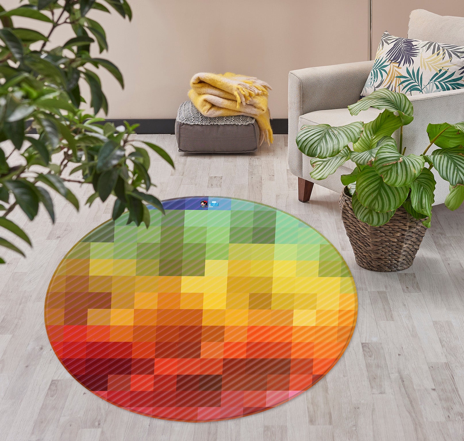 3D Color Mosaic 19197 Shandra Smith Rug Round Non Slip Rug Mat