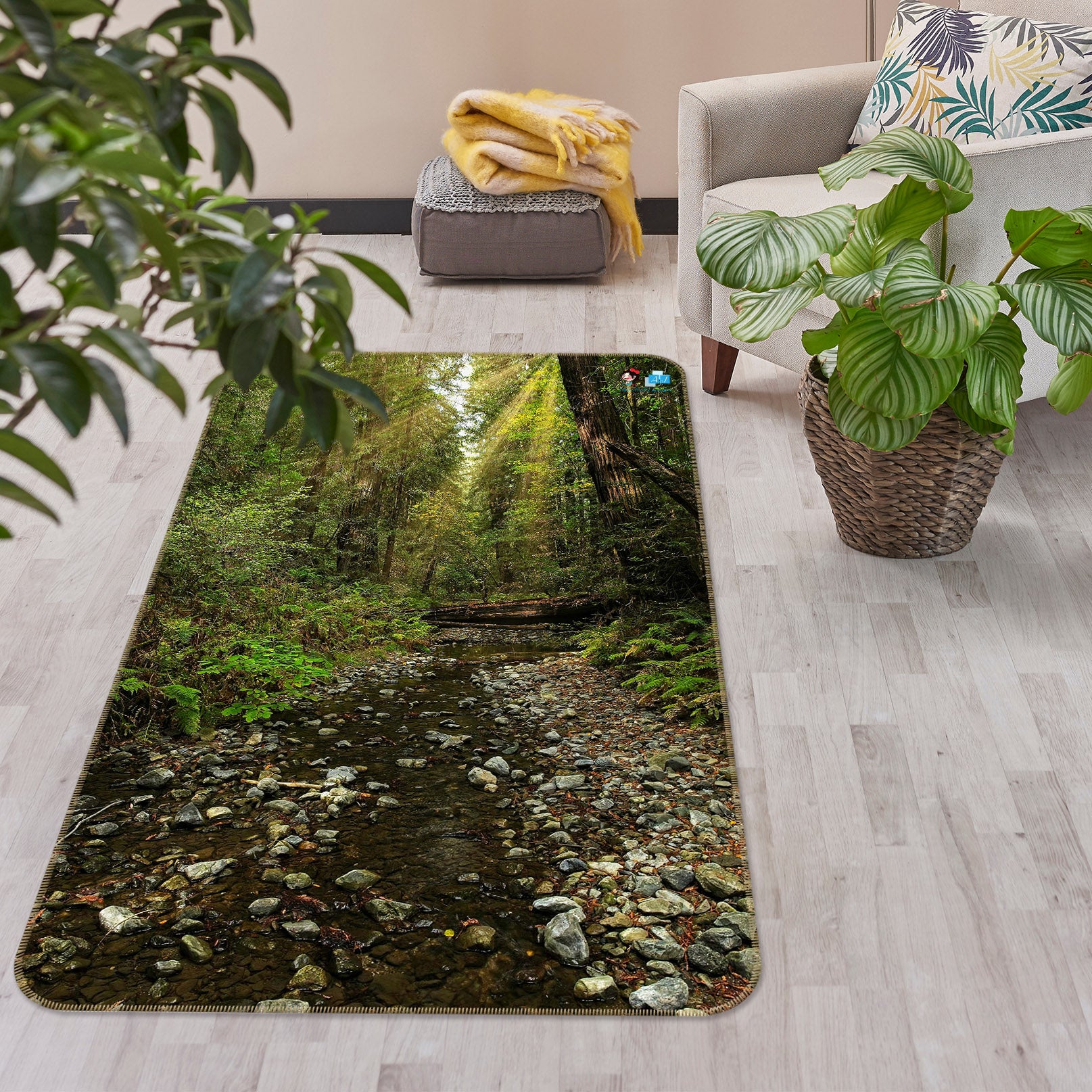 3D Forest Stream 62230 Kathy Barefield Rug Non Slip Rug Mat
