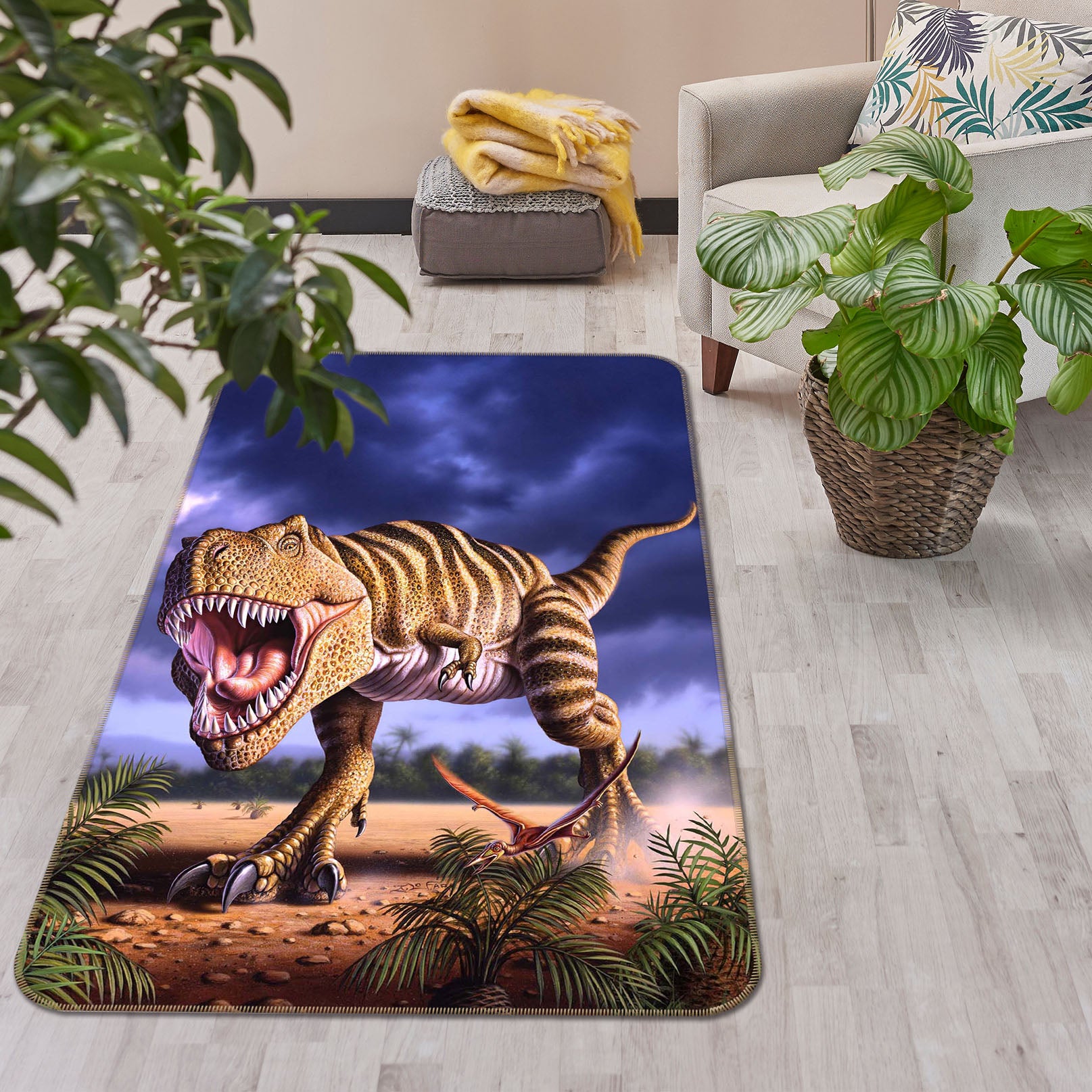 3D Brown Rex 1004 Jerry LoFaro Rug Non Slip Rug Mat