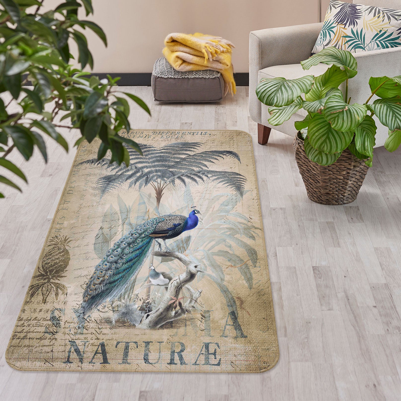 3D Wood Peacock 1028 Andrea haase Rug Non Slip Rug Mat