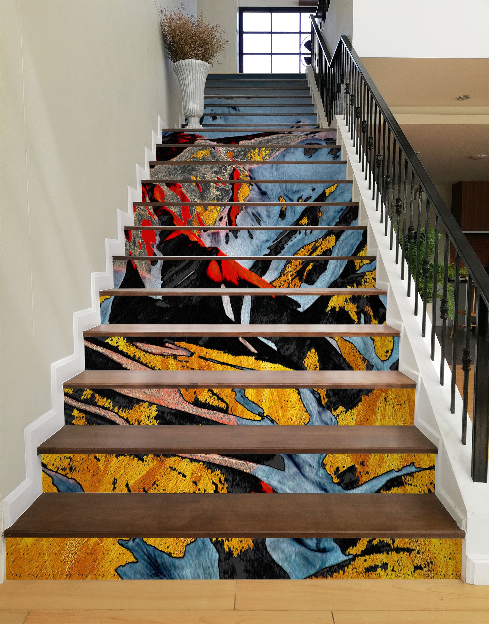 3D Mountains Of Interlaced Colors 563 Stair Risers