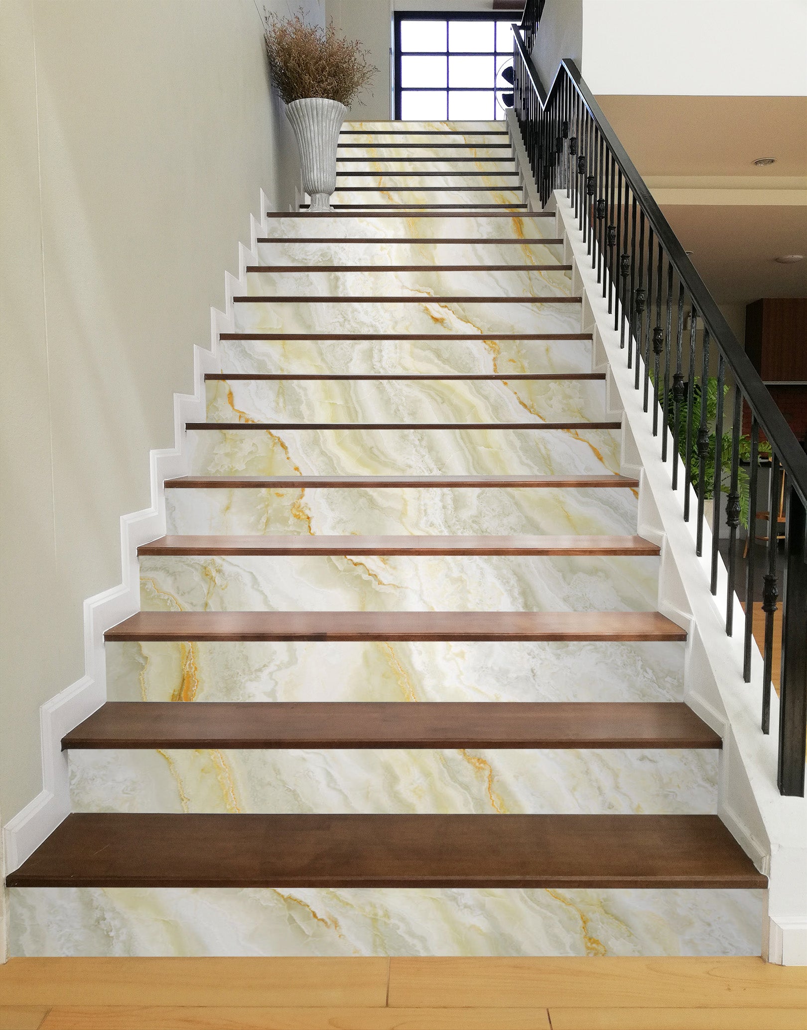 3D Simple Pattern Of Yellow And White 567 Stair Risers