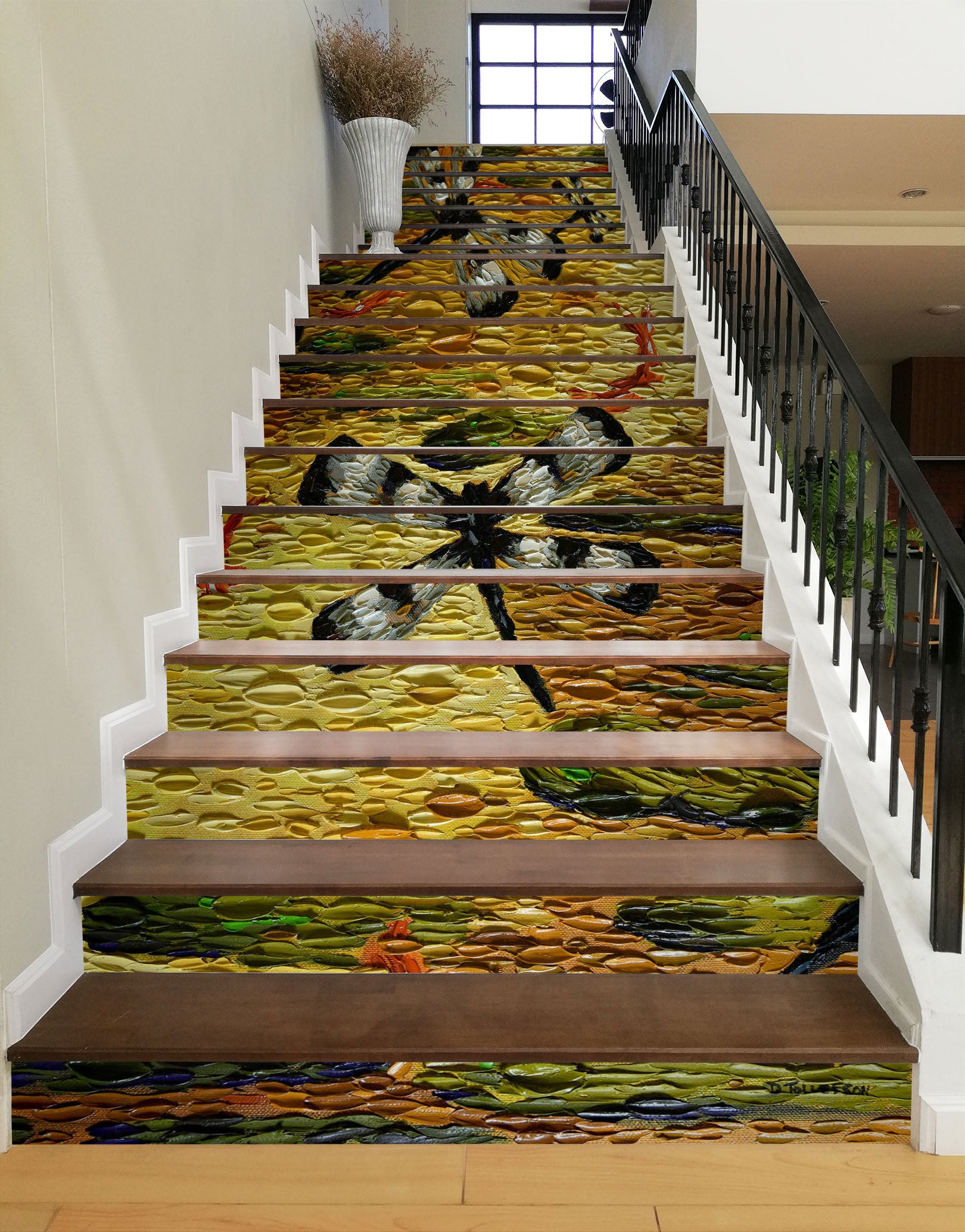 3D Dragonfly Oil Painting 96141 Dena Tollefson Stair Risers