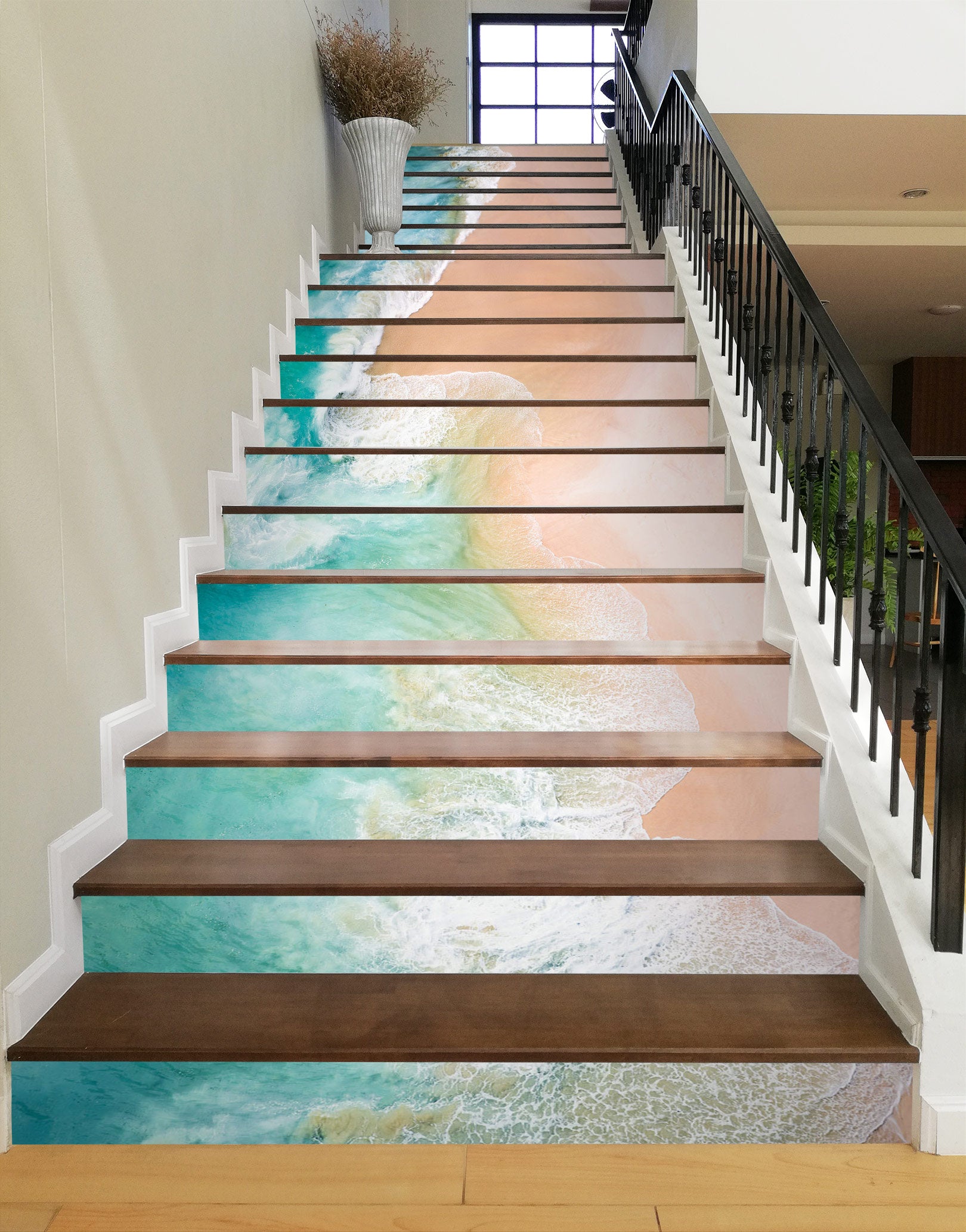 3D Waves And Beach 381 Stair Risers