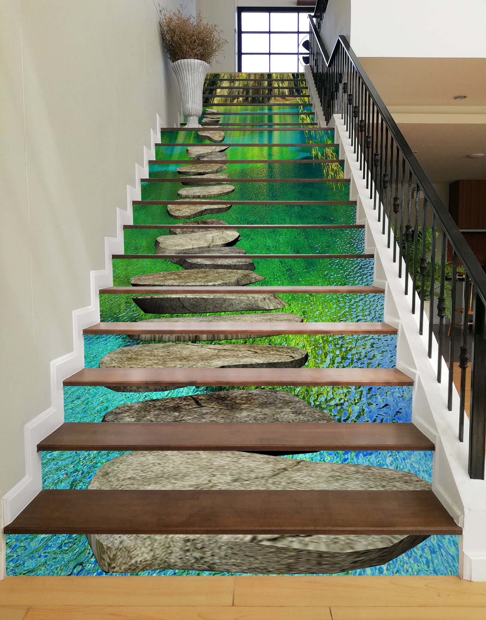 3D Circular Creek Stone Road 020 Stair Risers