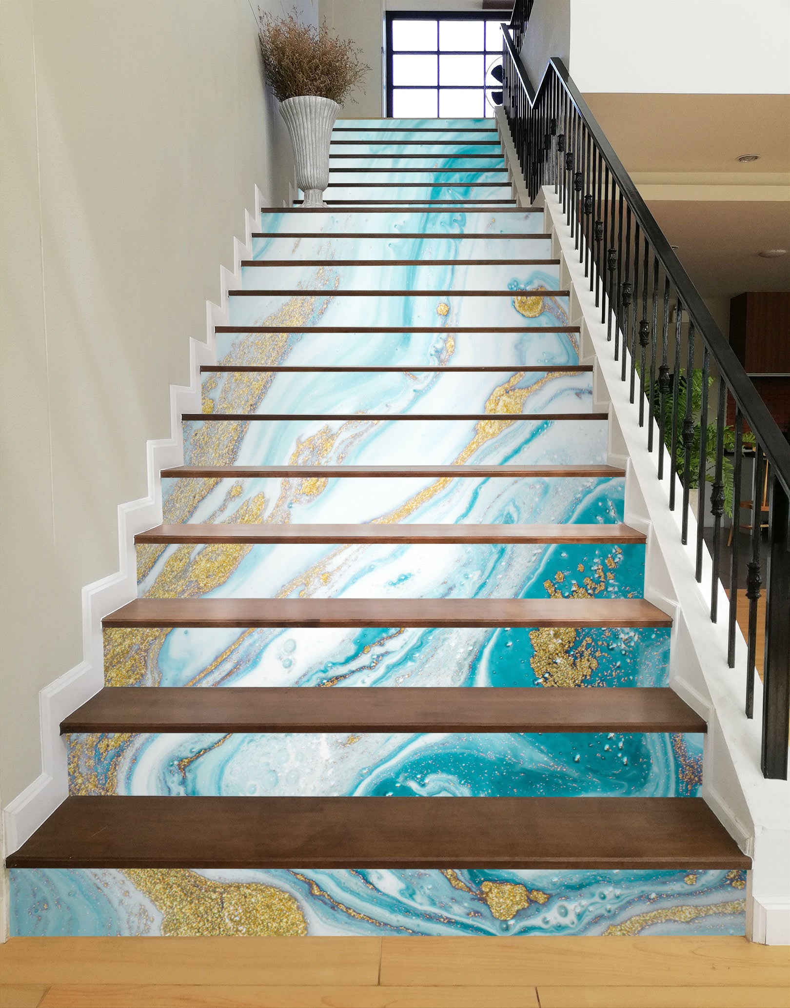 3D Sand And Sea Interlaced 481 Stair Risers