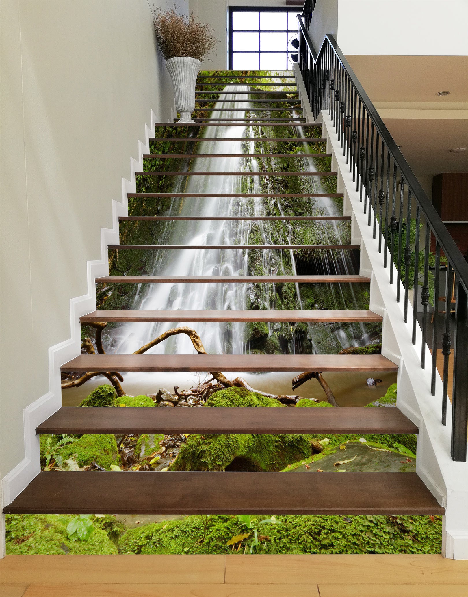 3D Fierce Waterfall 179 Stair Risers
