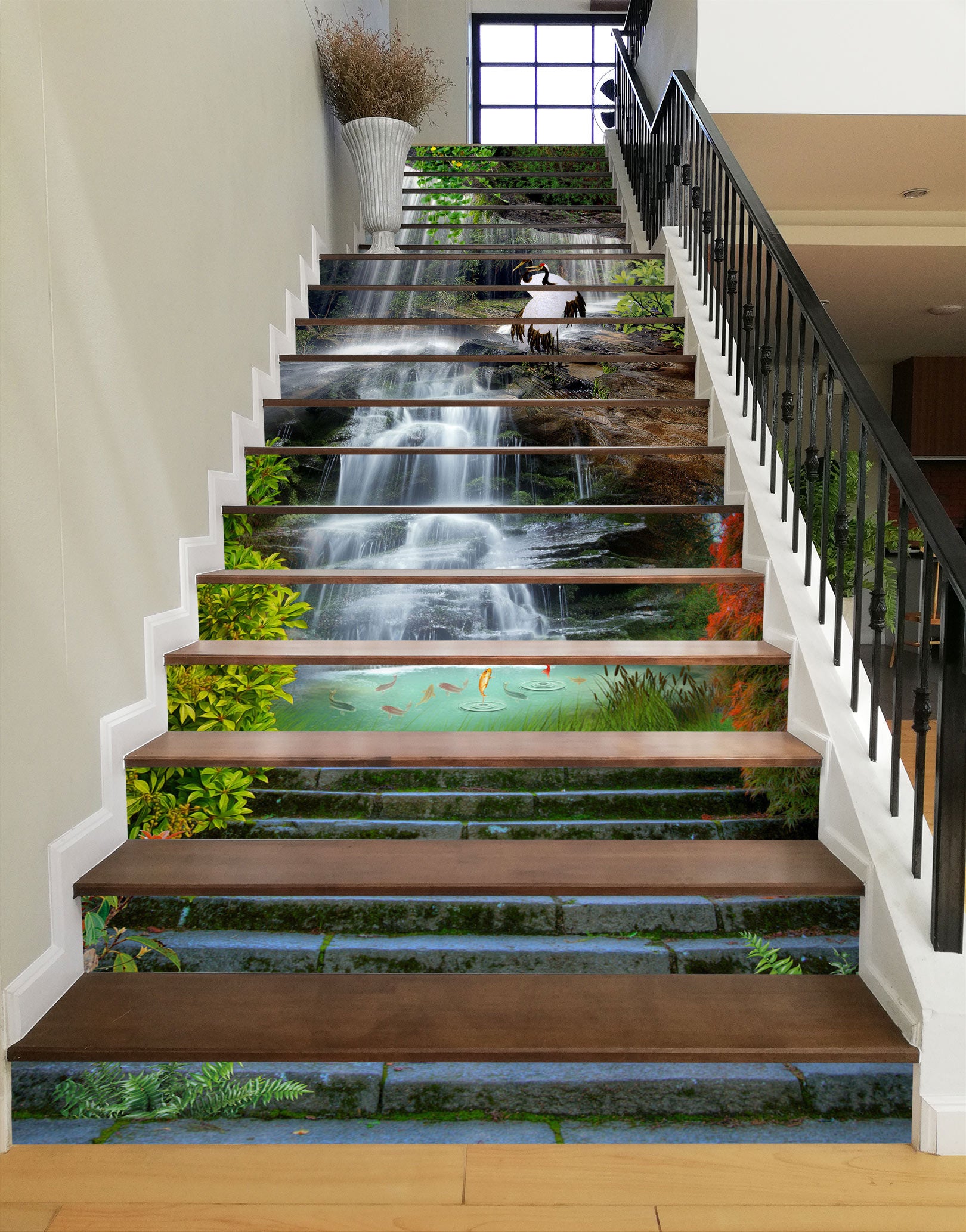 3D Rich Waterfall Picture Scroll 038 Stair Risers