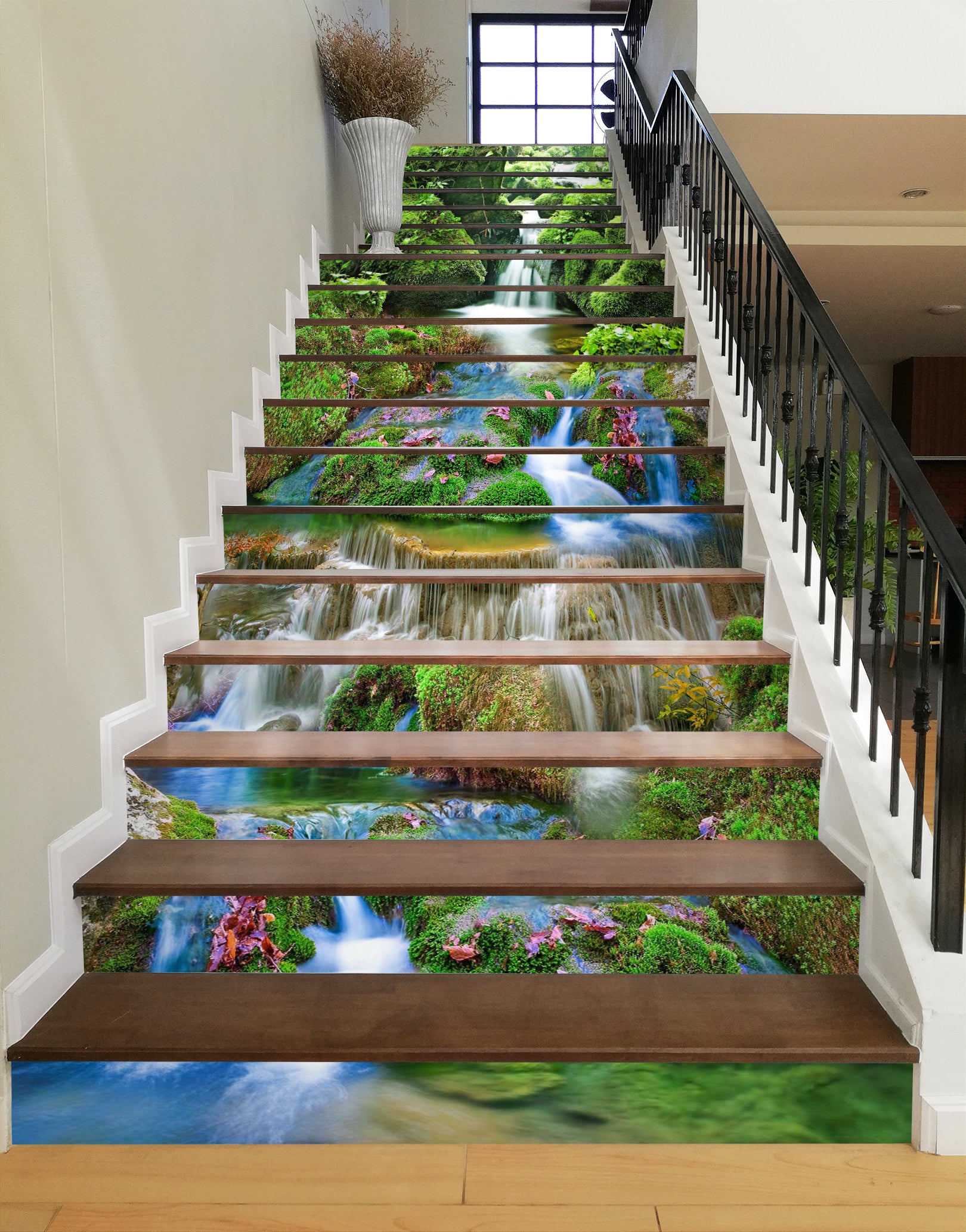 3D Small Stone Flowing Water 057 Stair Risers