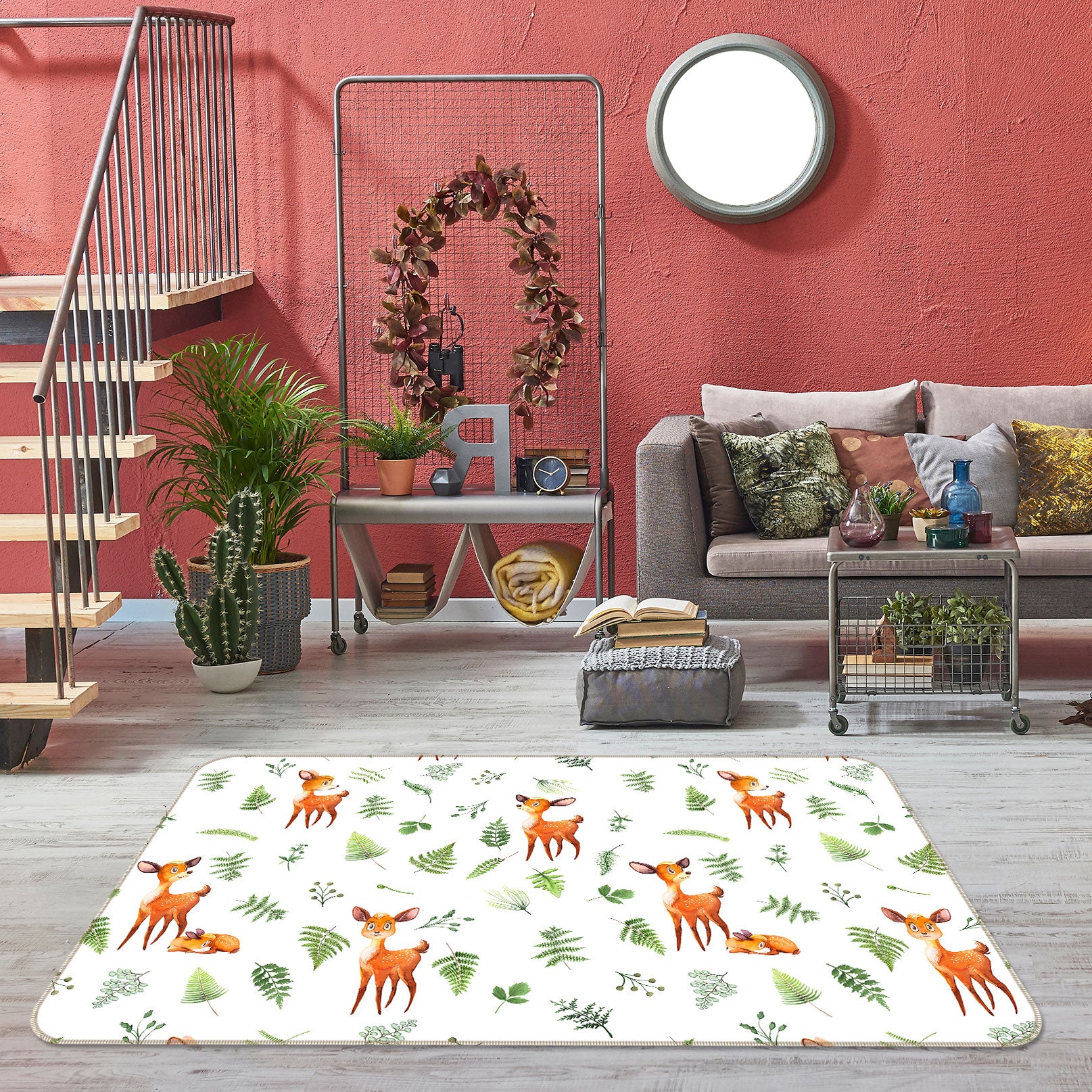 3D Cute Sika Deer 026 Uta Naumann Rug Non Slip Rug Mat