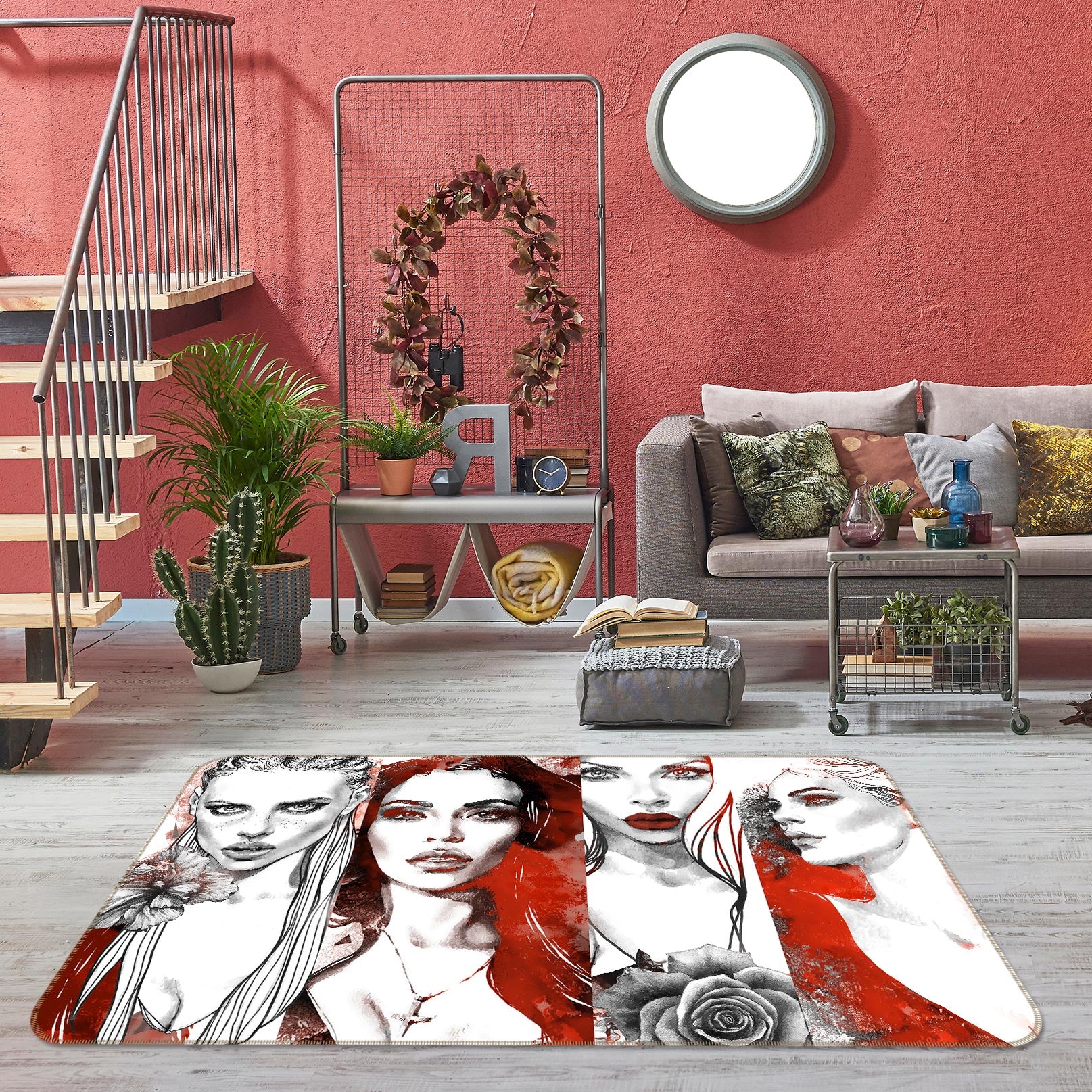 3D Rose Woman 1018 Non Slip Rug Mat