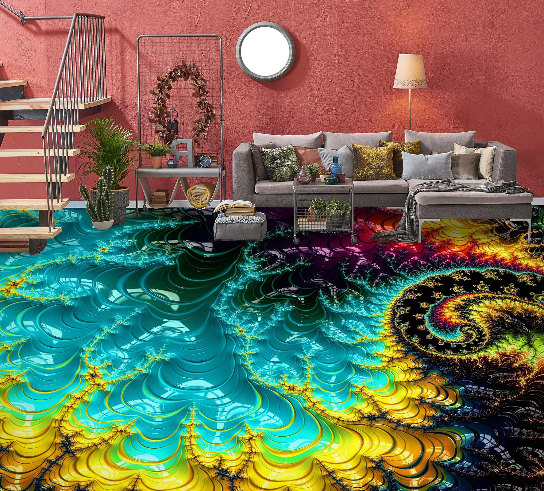 3D Psychedelic Colors 408 Floor Mural Wallpaper Murals Rug & Mat Print Epoxy waterproof bath floor