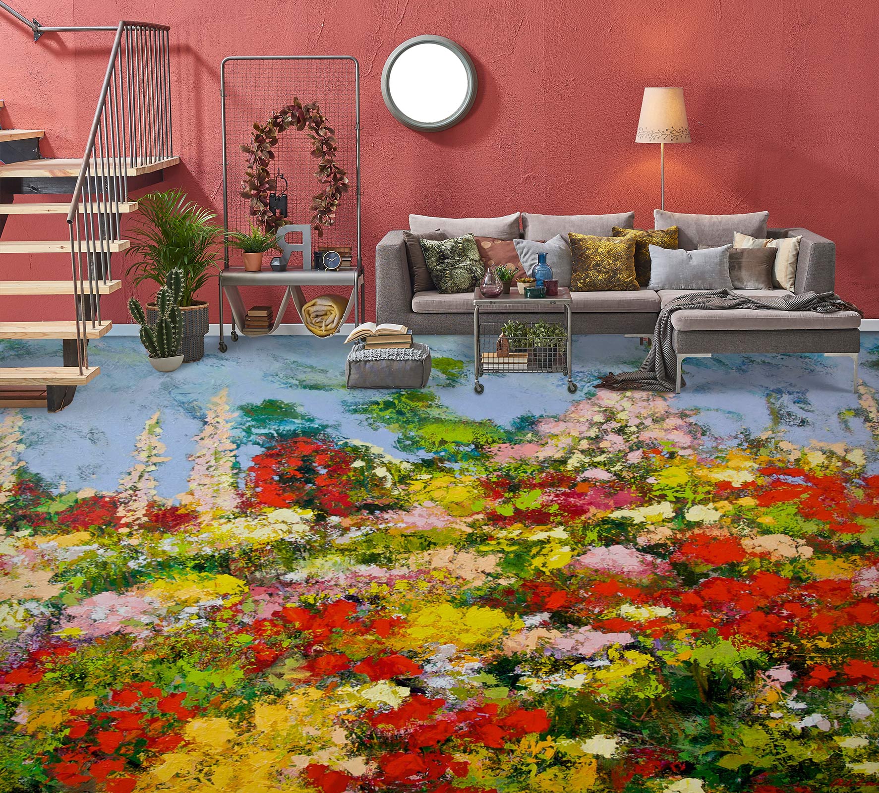 3D Colorful Flower Bush 9629 Allan P. Friedlander Floor Mural Wallpaper Murals Self-Adhesive Removable Print Epoxy