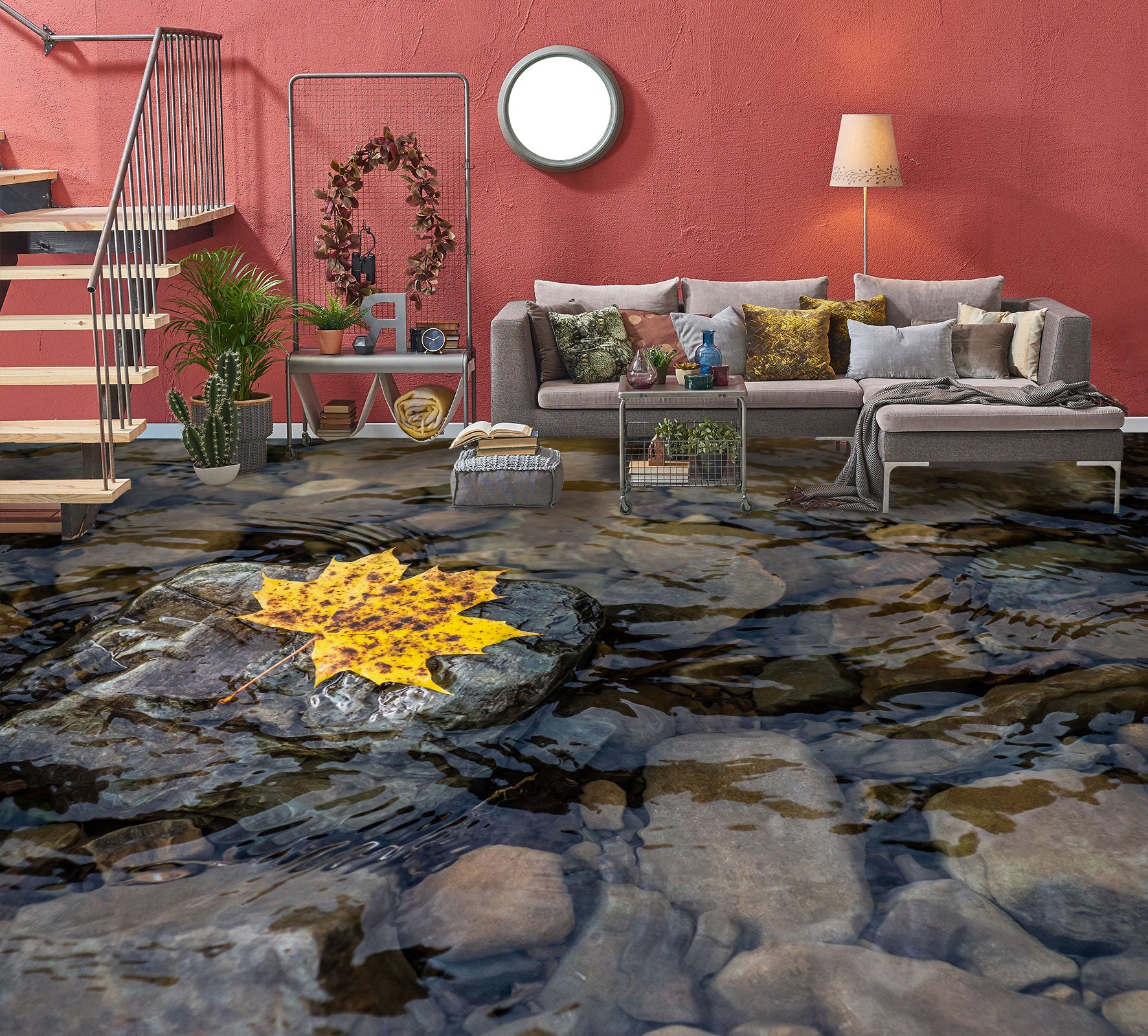 3D Yellow Maple Leaf 1072 Floor Mural Wallpaper Murals Self-Adhesive Removable Print Epoxy