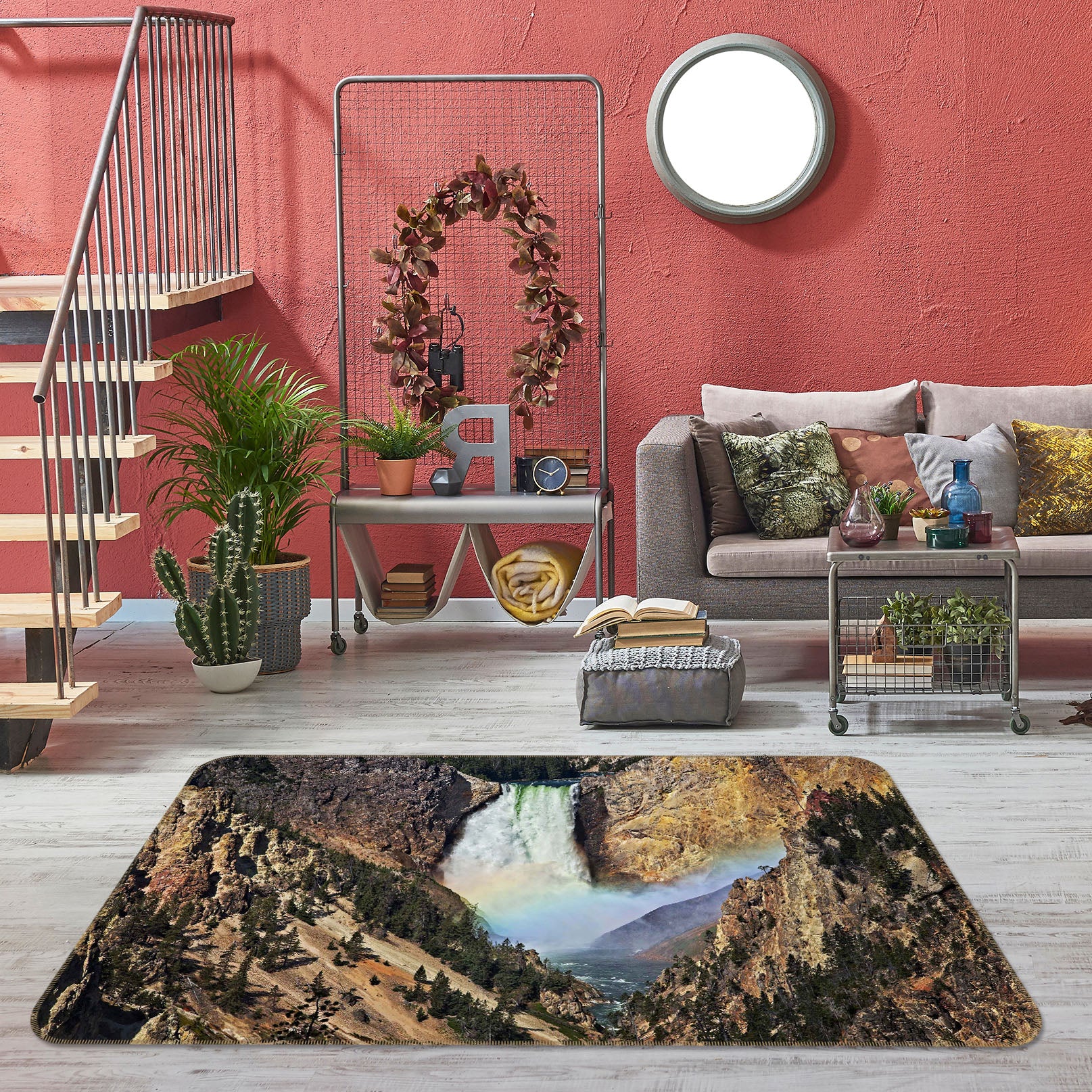 3D Rainbow Waterfall 1121 Kathy Barefield Rug Non Slip Rug Mat