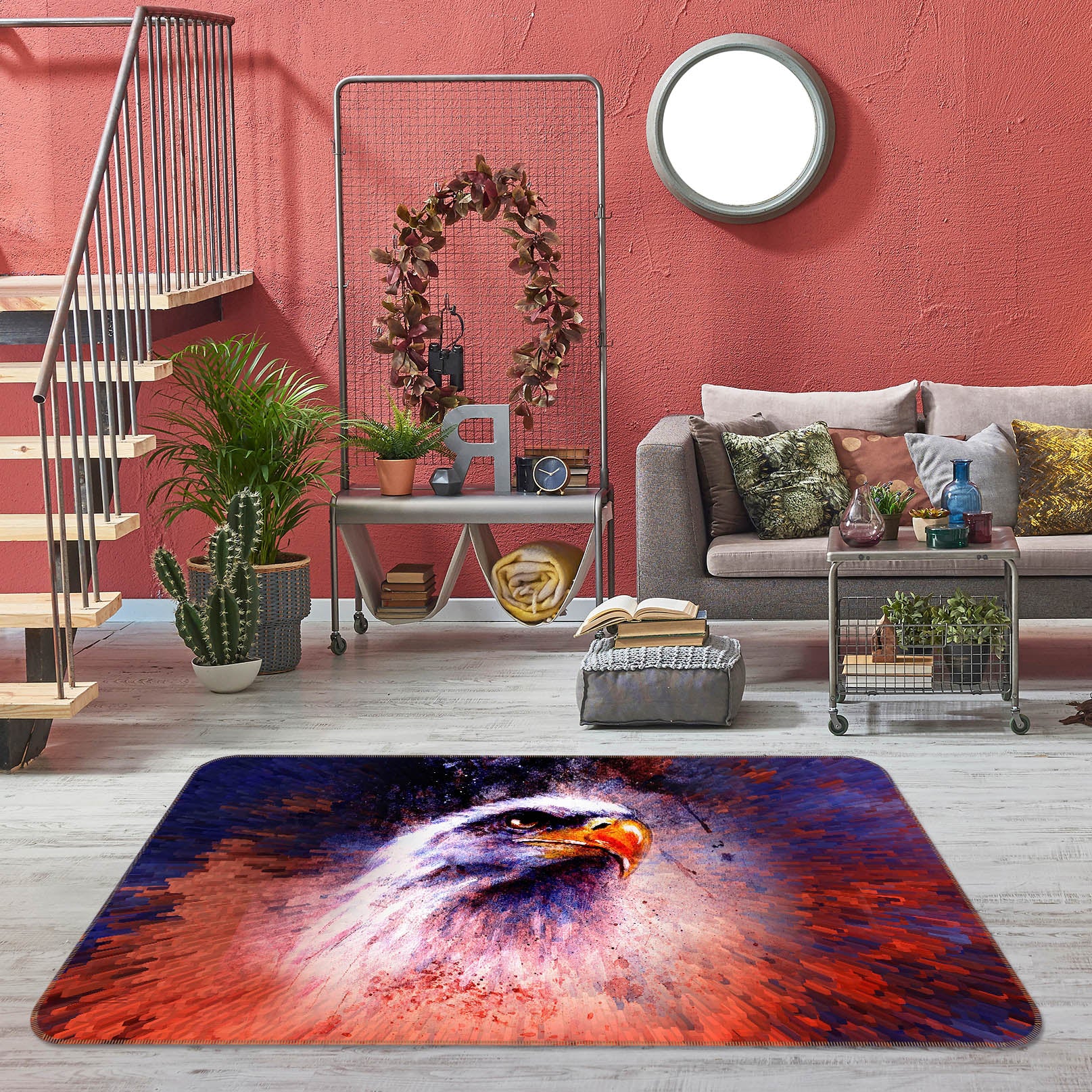 3D White Eagle 127 Animal Non Slip Rug Mat