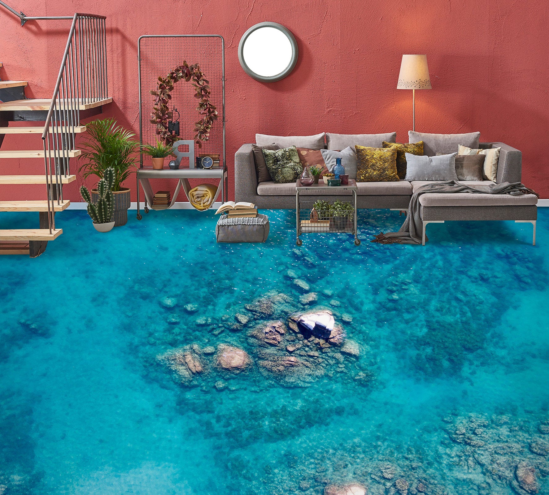 3D Blue Shallow Sea 659 Floor Mural Wallpaper Murals Rug & Mat Print Epoxy waterproof bath floor