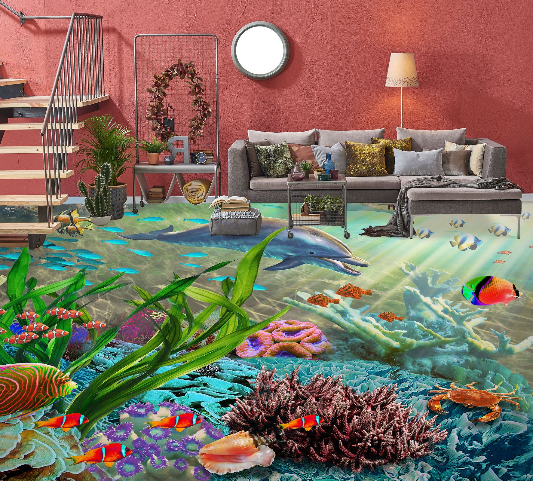 3D Seabed Seaweed Coral Fish 98166 Adrian Chesterman Floor Mural Wallpaper Murals Self-Adhesive Removable Print Epoxy