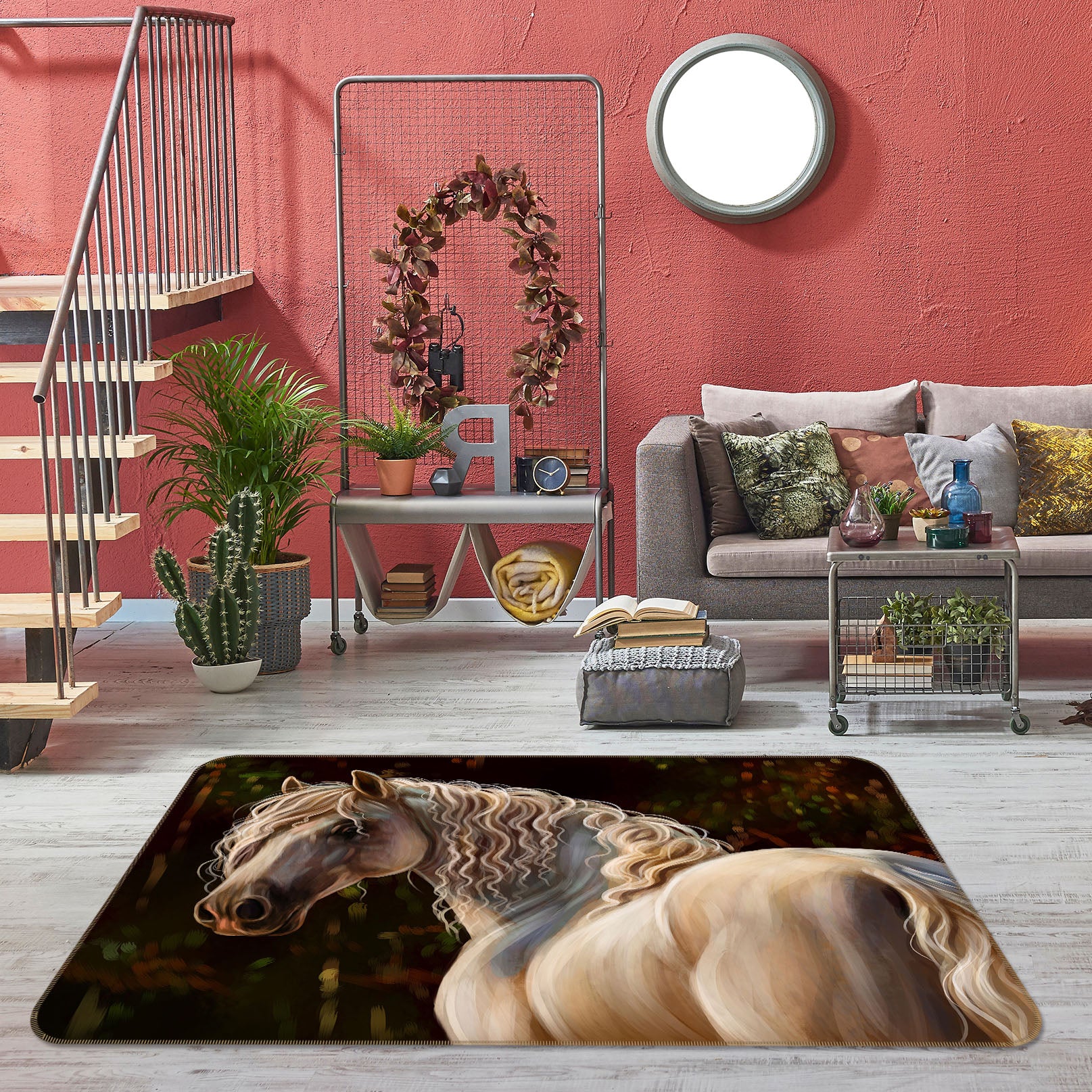 3D Curly Horse 023 Animal Non Slip Rug Mat