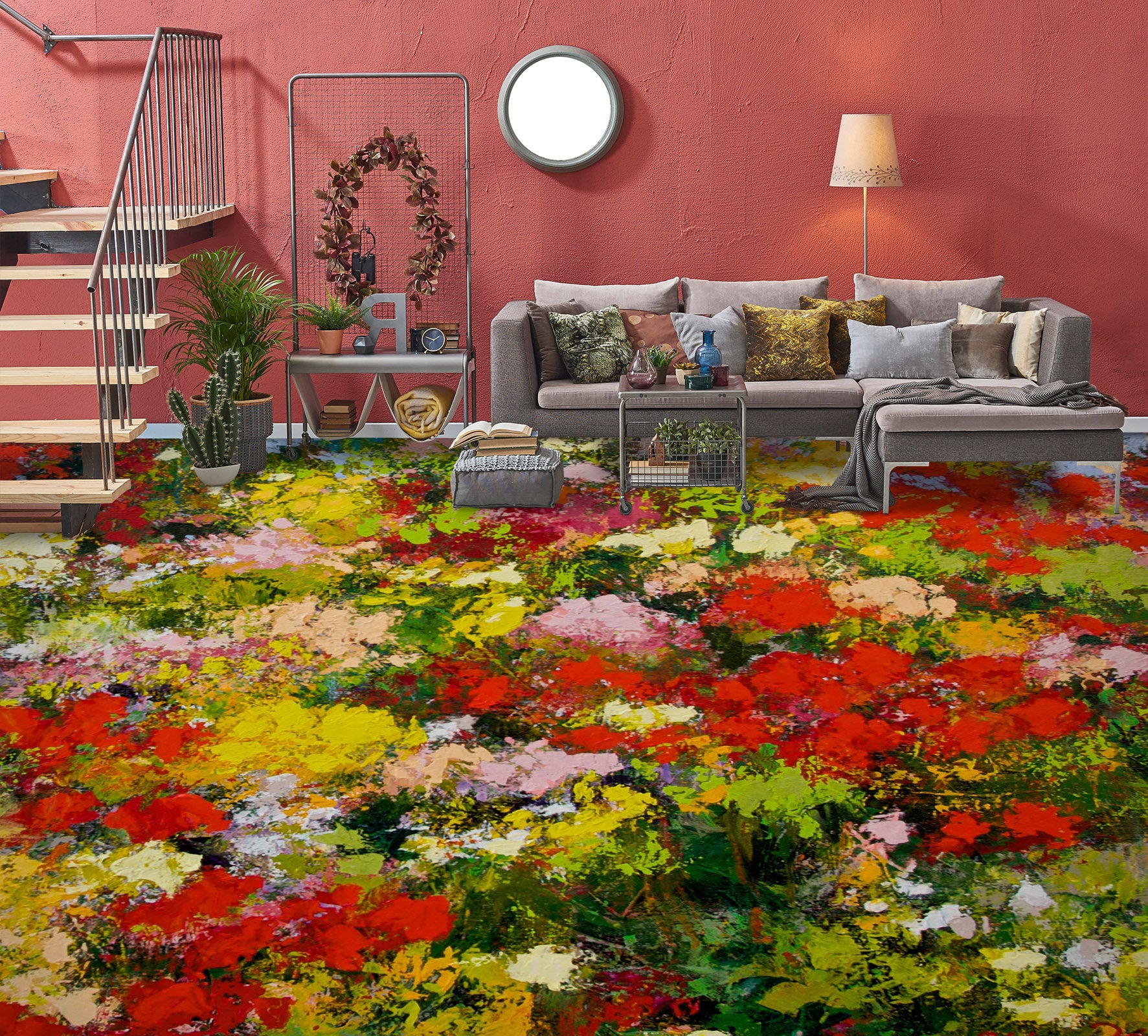 3D Flower Bush Painting 9928 Allan P. Friedlander Floor Mural Wallpaper Murals Self-Adhesive Removable Print Epoxy