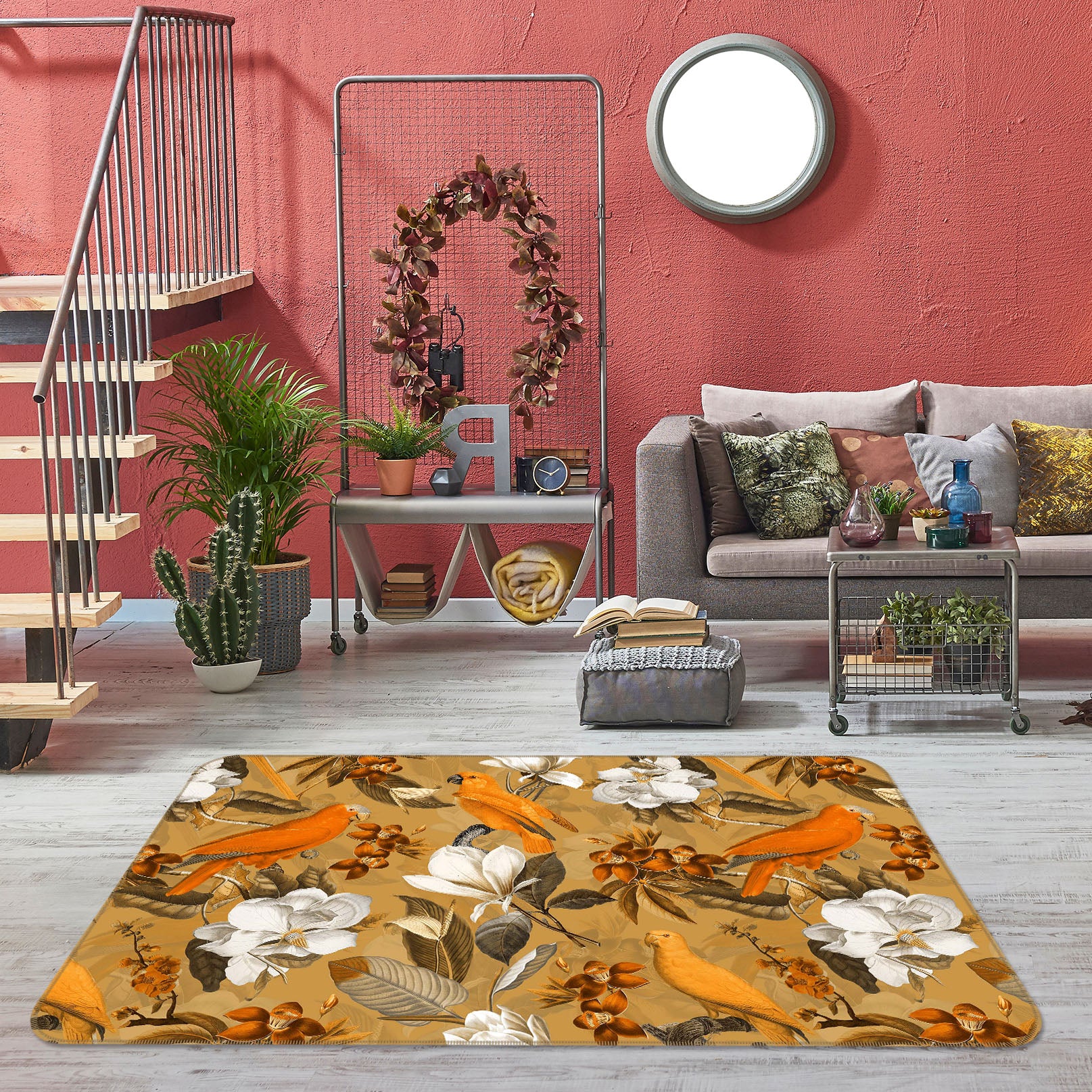 3D Flowers Birds 176 Uta Naumann Rug Non Slip Rug Mat