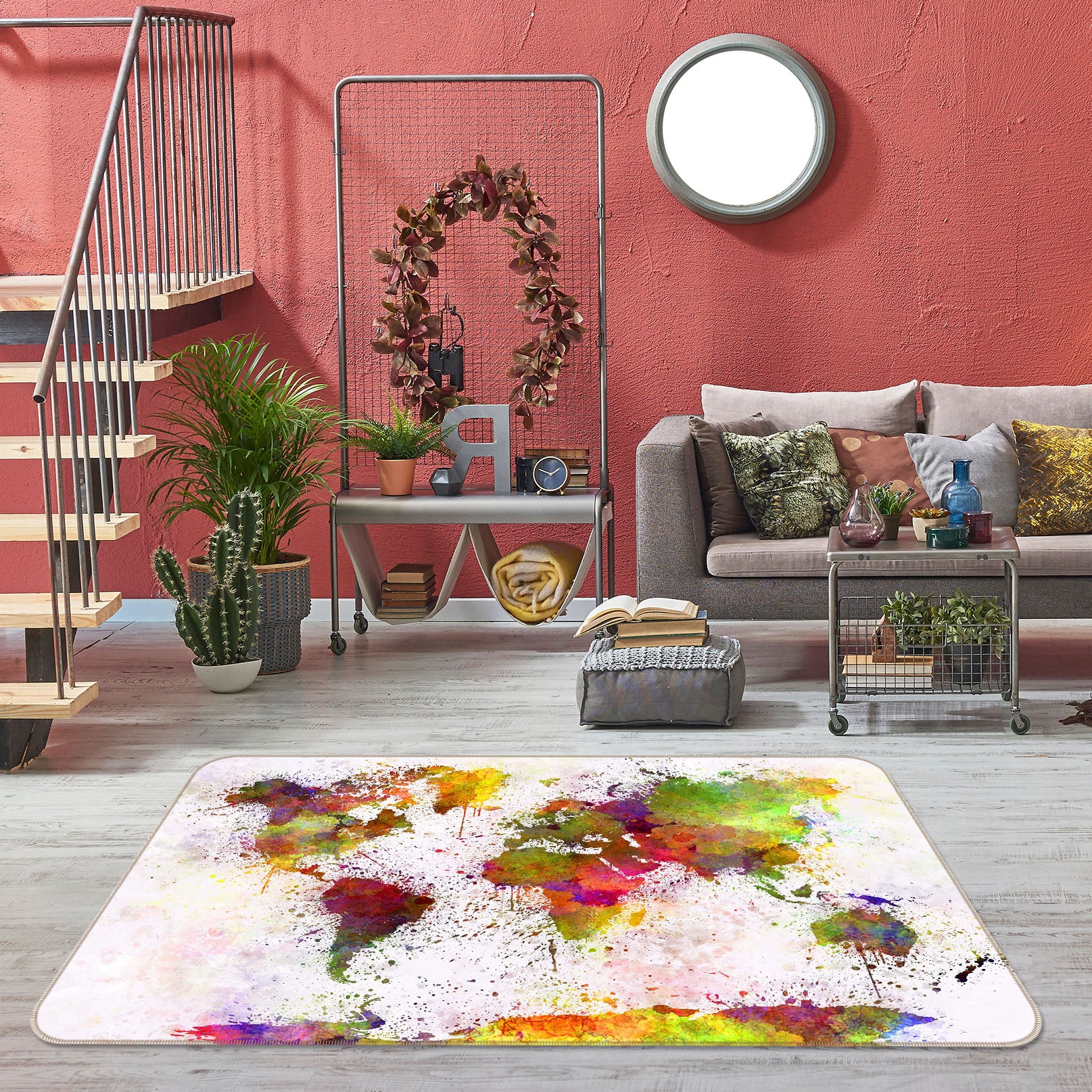 3D Color Splash 243 World Map Non Slip Rug Mat