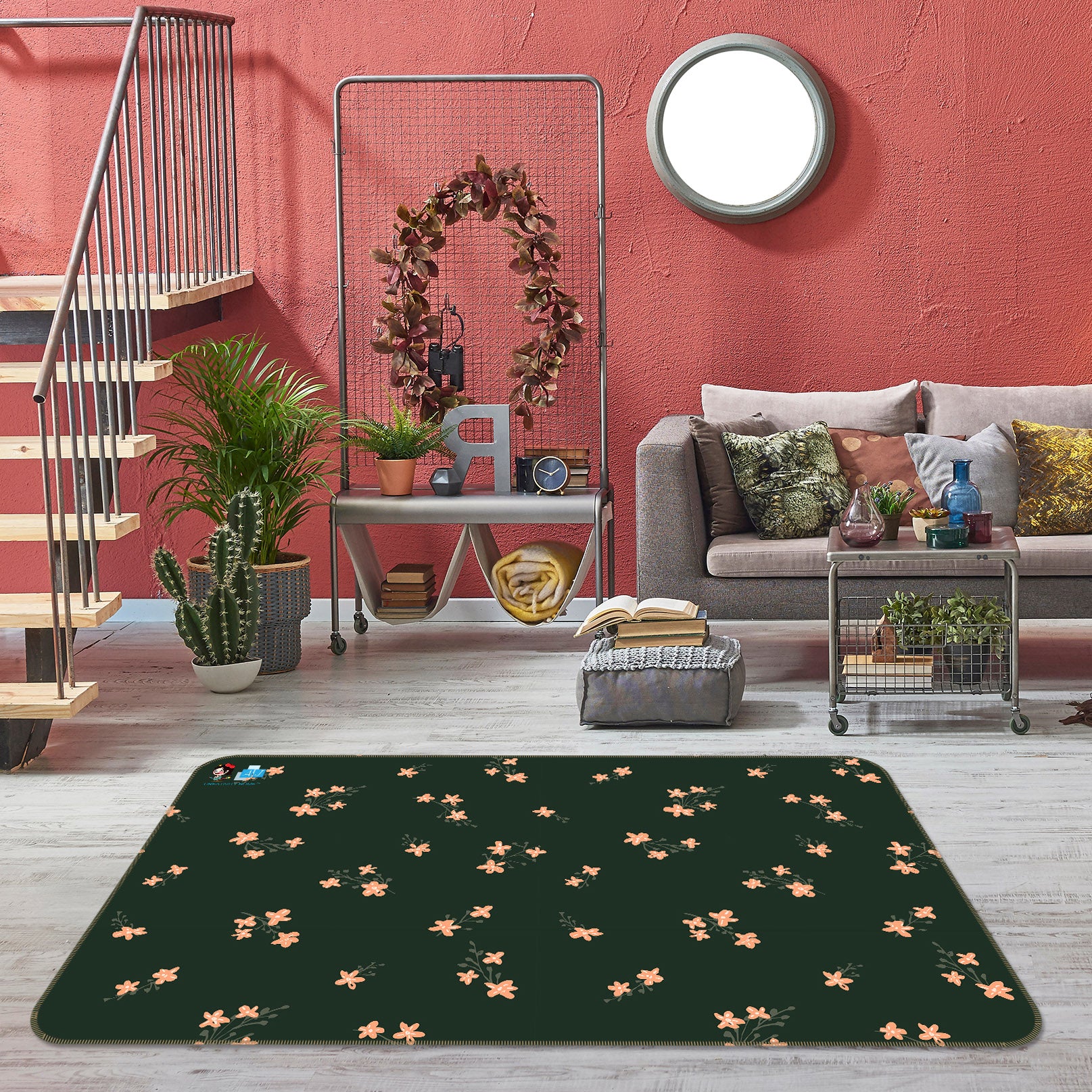 3D Floral Pattern 107120 Kashmira Jayaprakash Rug Non Slip Rug Mat