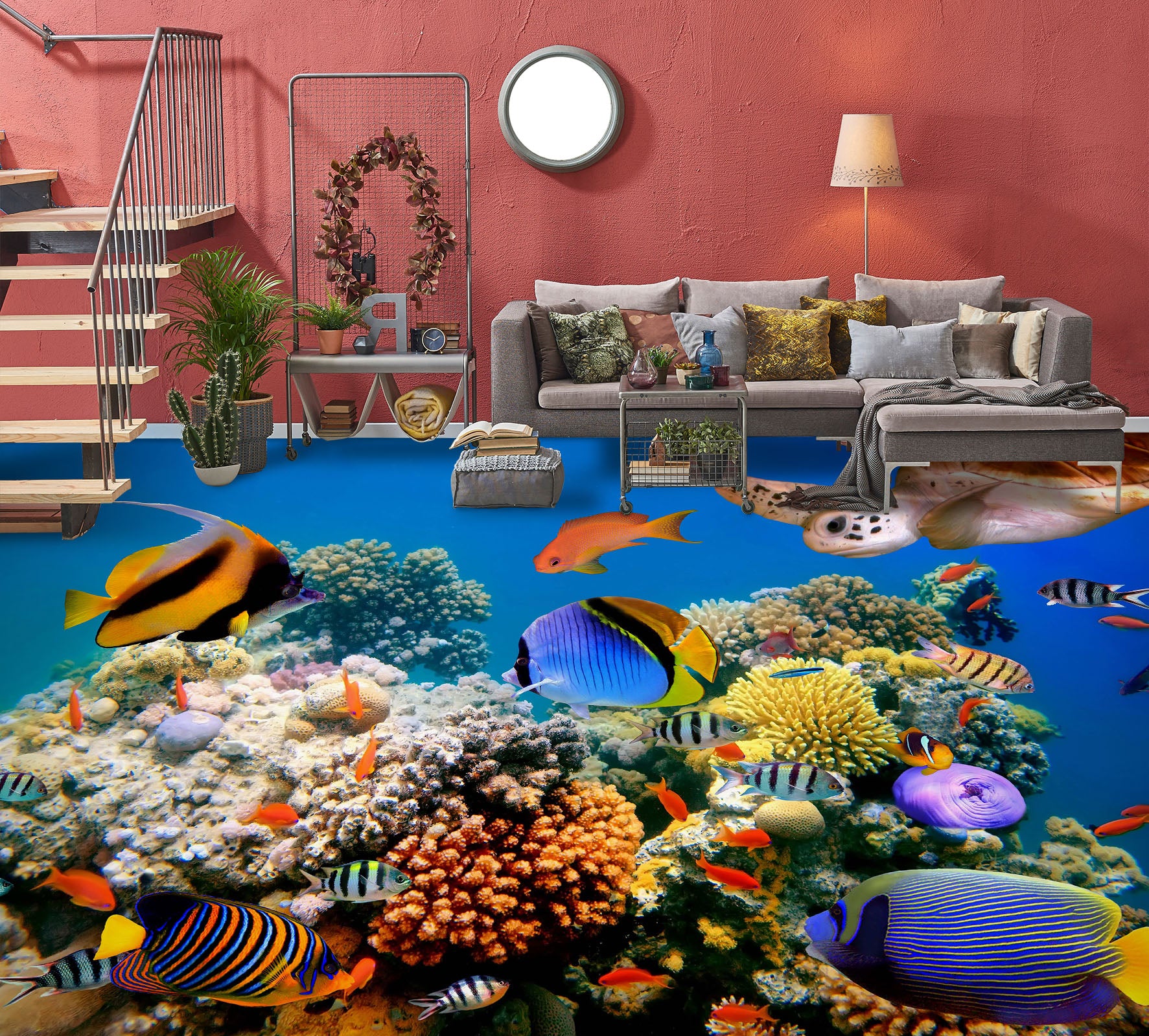 3D Abundant Fish 1423 Floor Mural Wallpaper Murals Self-Adhesive Removable Print Epoxy