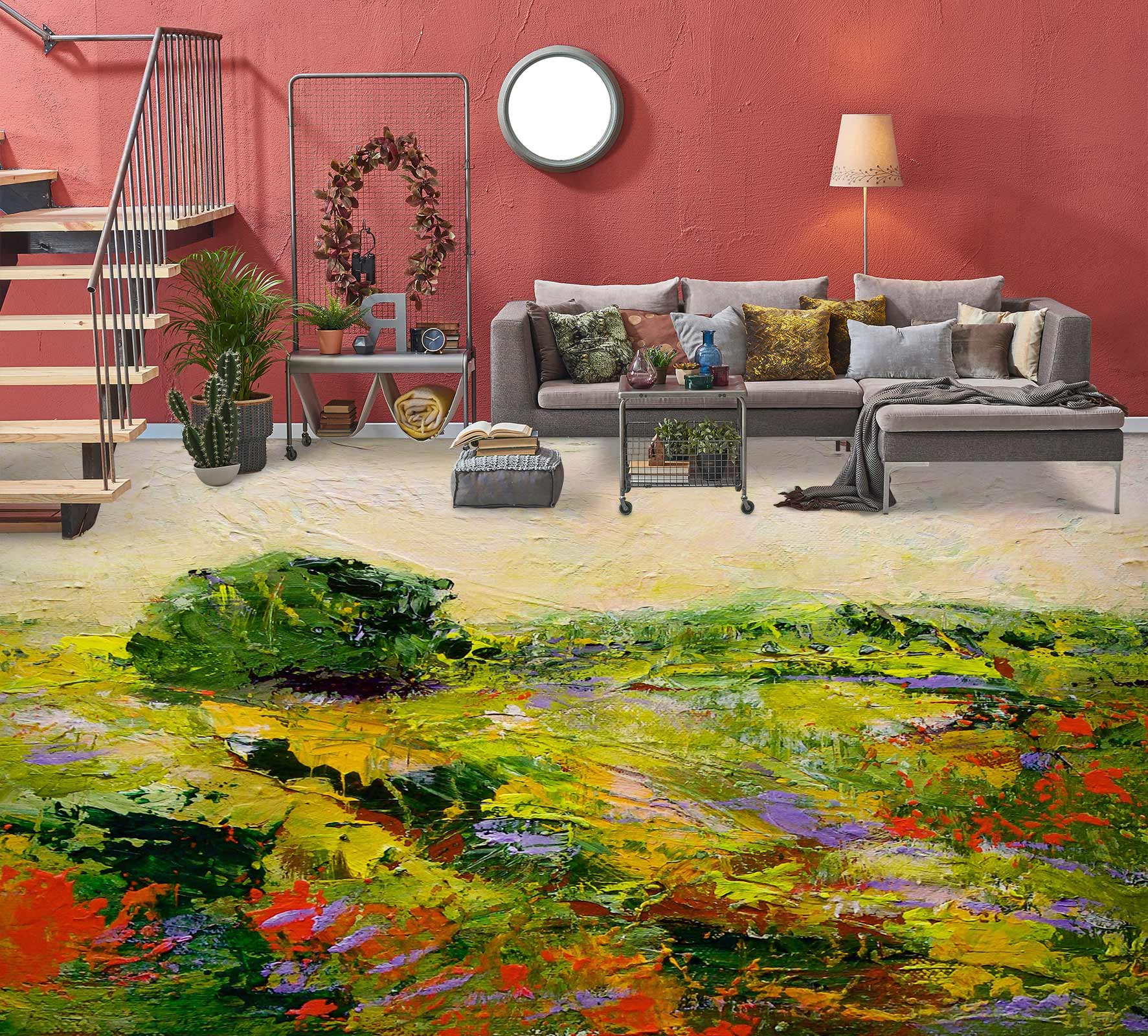 3D Grass Flowers Oil Painting 9653 Allan P. Friedlander Floor Mural Wallpaper Murals Self-Adhesive Removable Print Epoxy