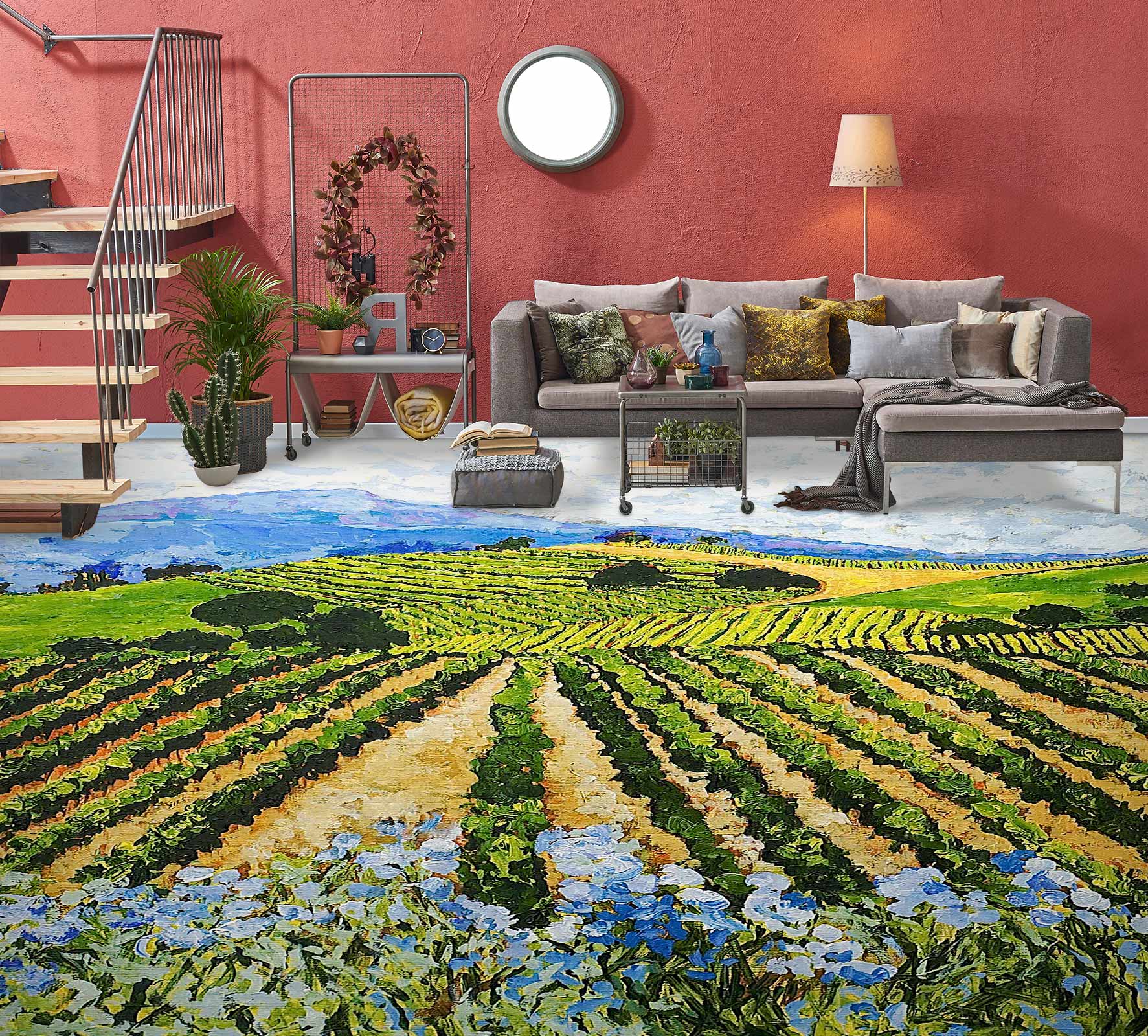 3D Field Flower Bush 9519 Allan P. Friedlander Floor Mural Wallpaper Murals Self-Adhesive Removable Print Epoxy