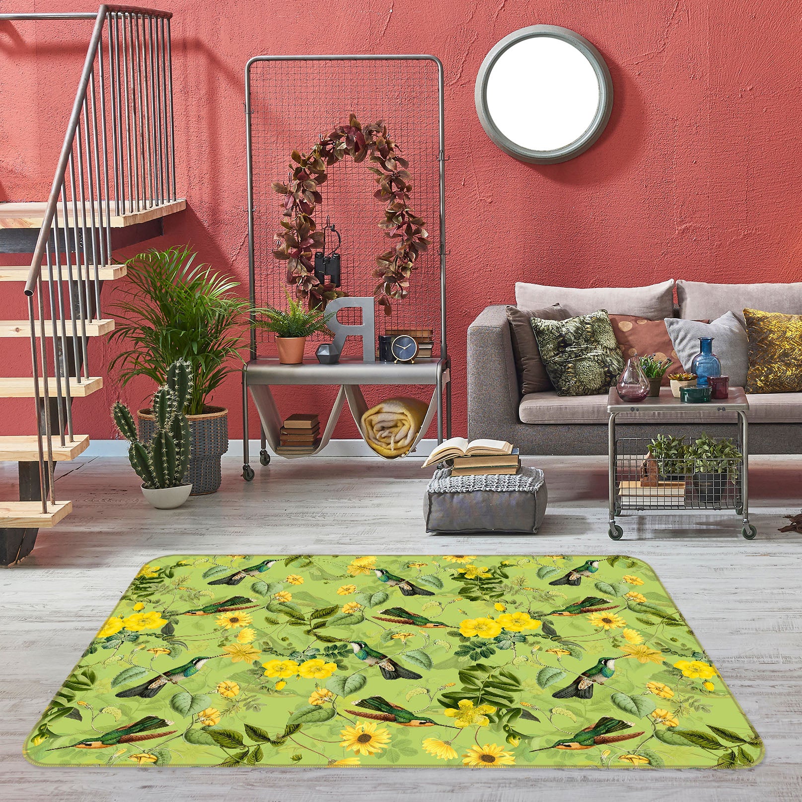 3D Yellow Flowers 137 Uta Naumann Rug Non Slip Rug Mat