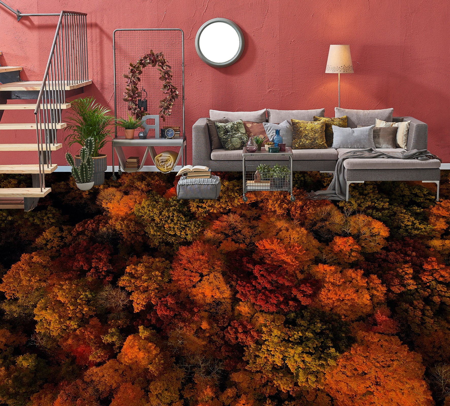 3D Late Autumn Forest 874 Floor Mural Wallpaper Murals Rug & Mat Print Epoxy waterproof bath floor