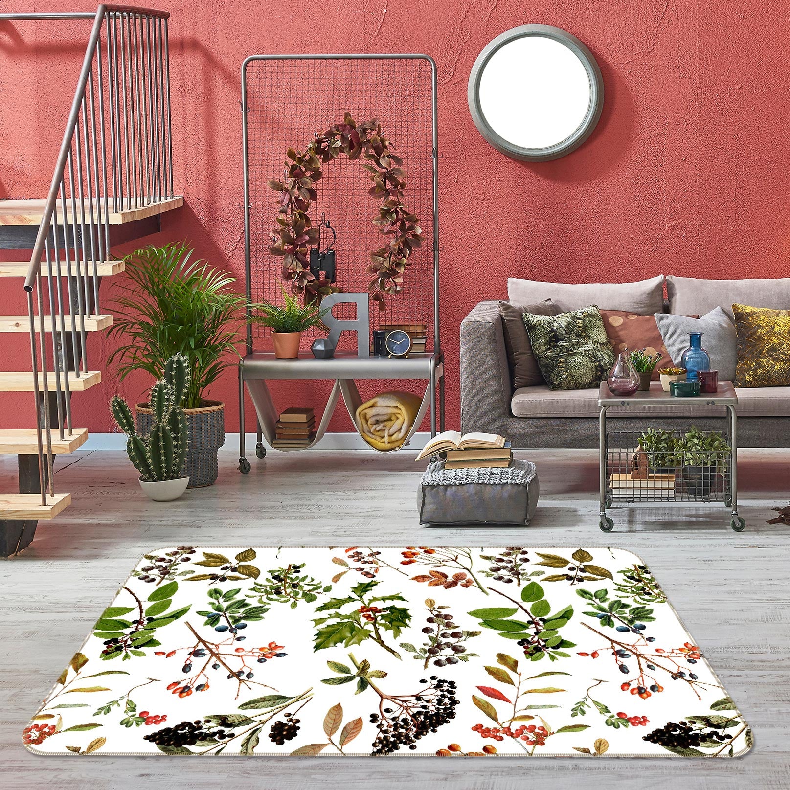 3D Blueberry Cherry Tomatoes 122 Uta Naumann Rug Non Slip Rug Mat